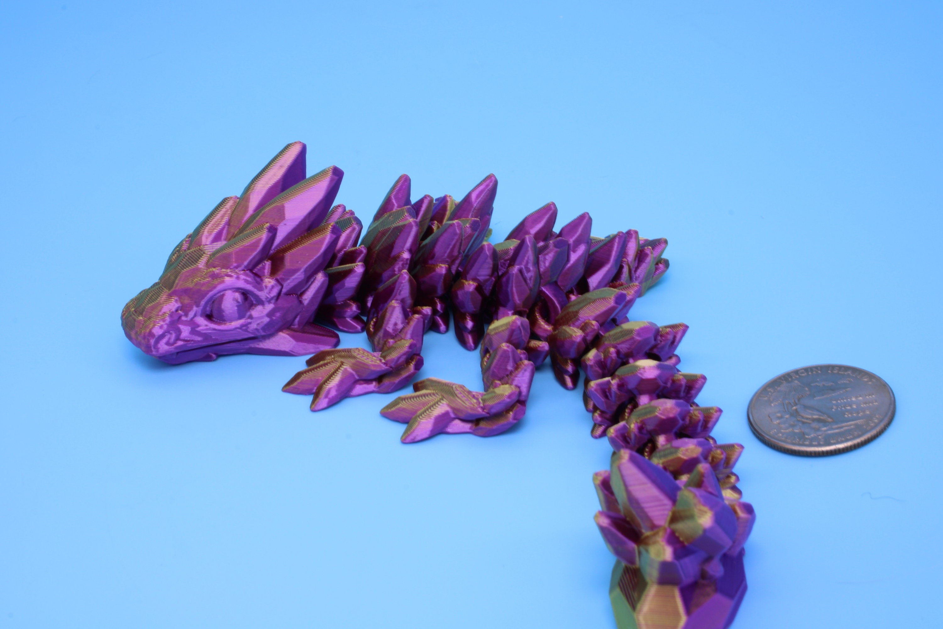 Baby Gem Dragon, 3D Printed, Articulating Dragon 7 in. (Made)
