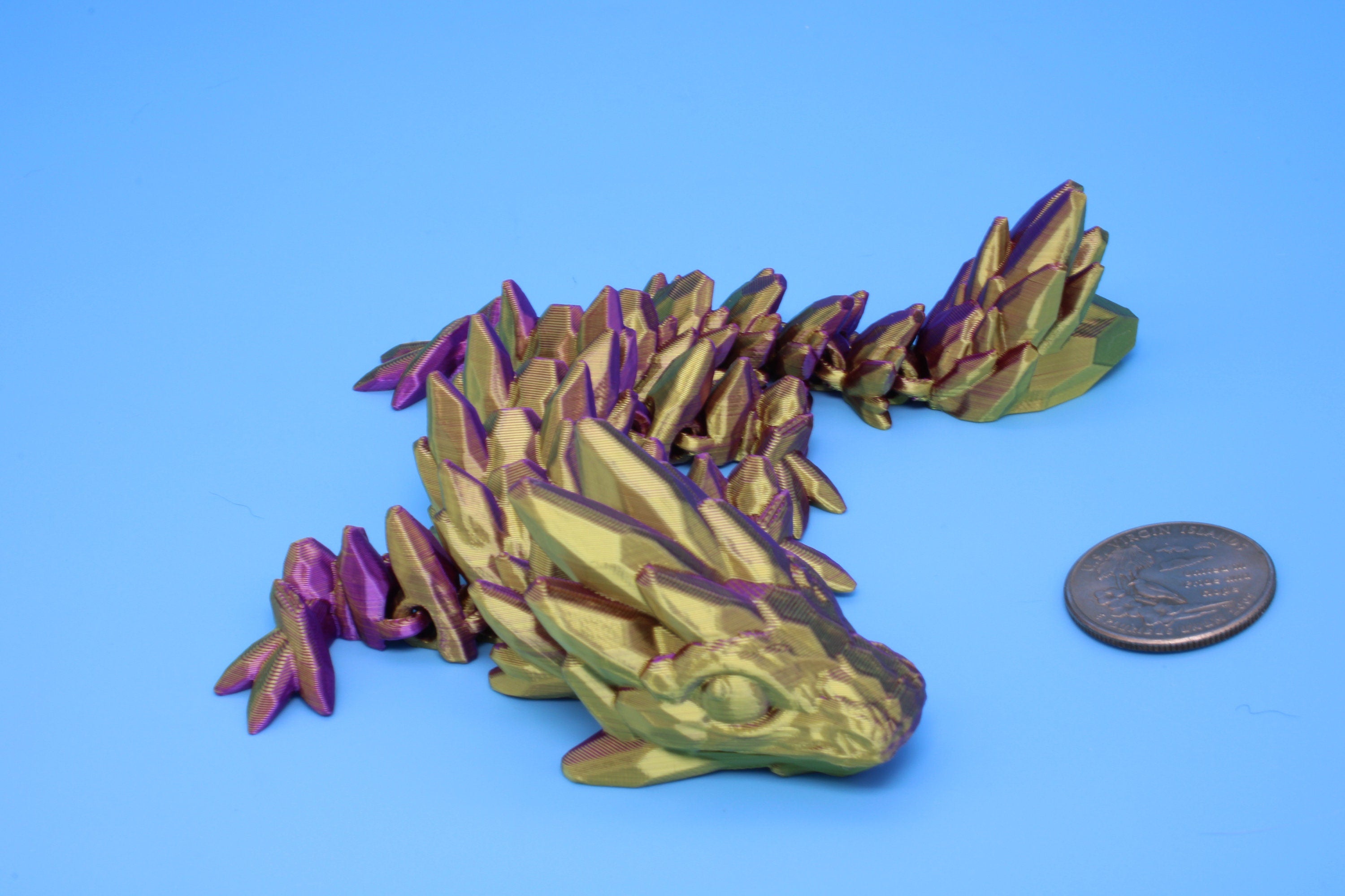 Baby Gem Dragon, 3D Printed, Articulating Dragon 7 in. (Made)