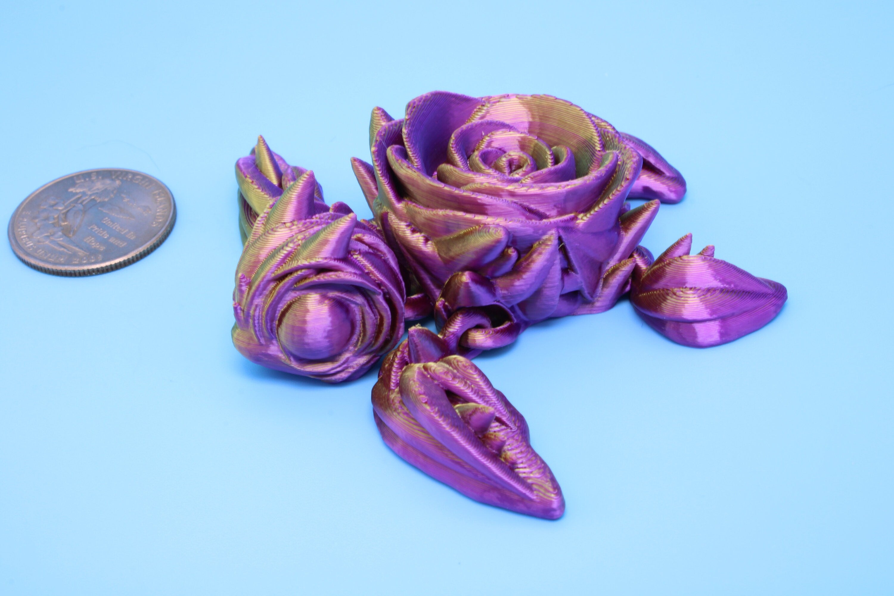 Rose Turtle | Flexi | Fidget | Roseurtle | 3D Printed | 3 in. | Adorable Rose Turtle Buddy.