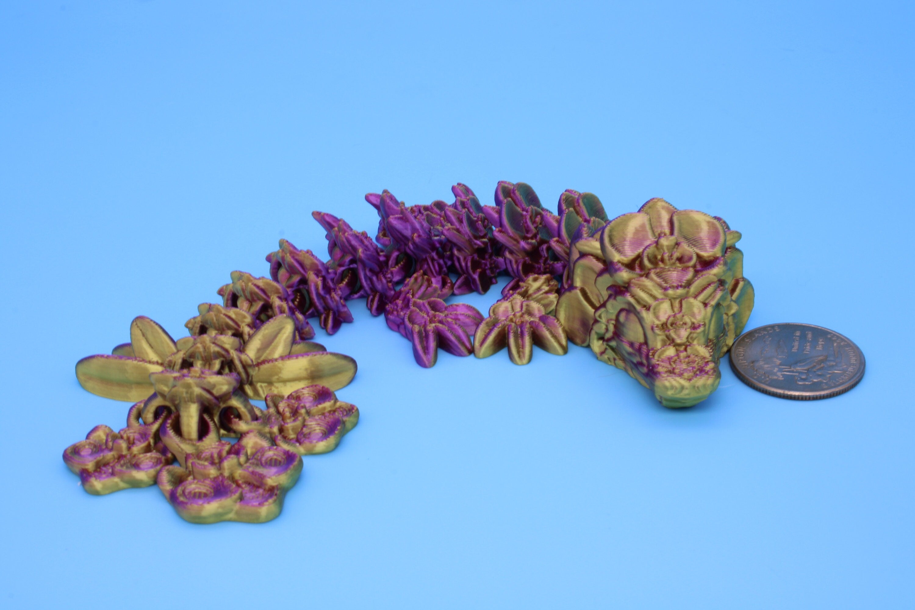 Baby Orchid Dragon | 3D Printed | Flexi Toy | 7.5 in.