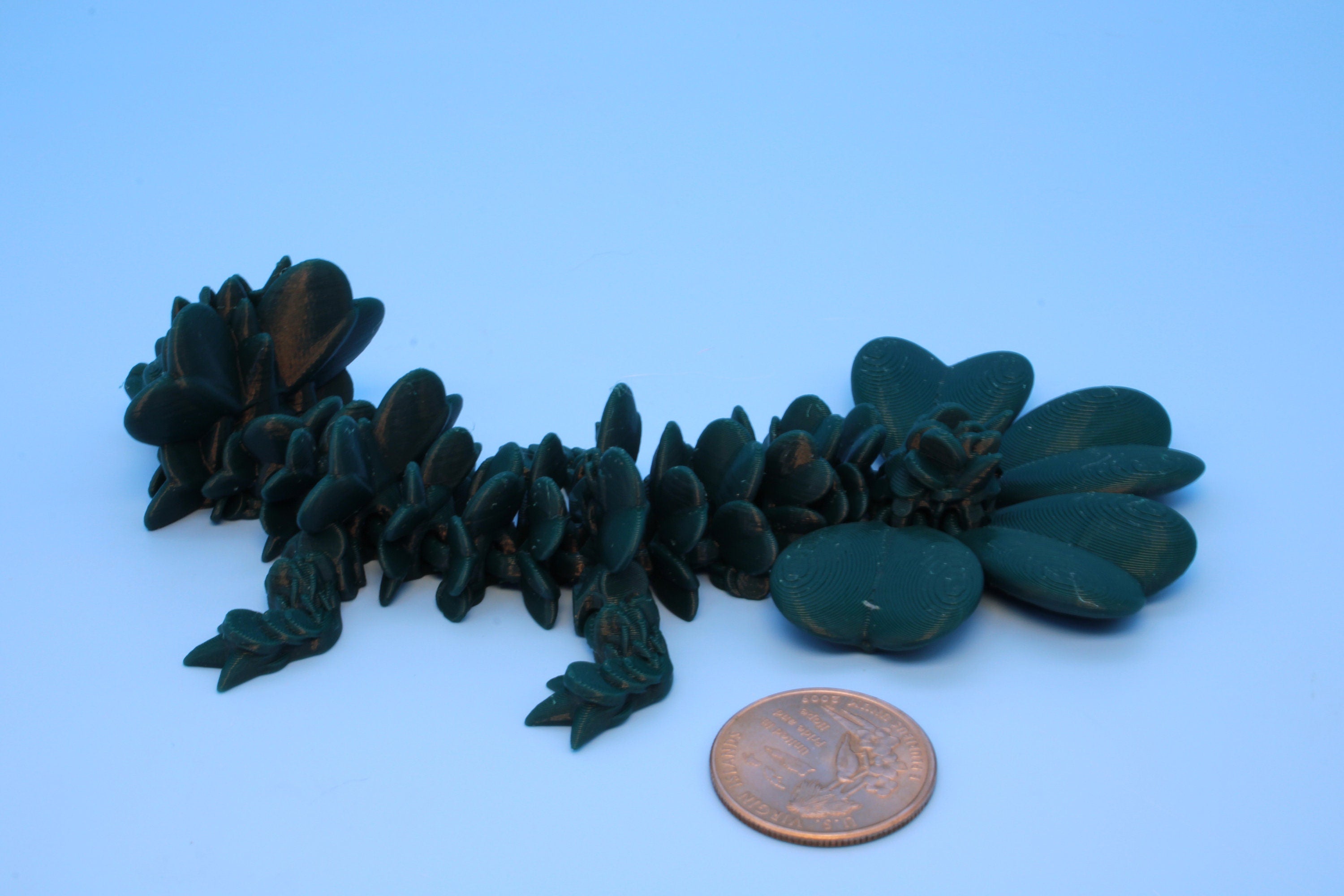 Baby Clover Dragon | 3D printed Articulating Dragon Fidget Toy | Flexi | 6 in Lucky Dragon | 4 Leaf Clover