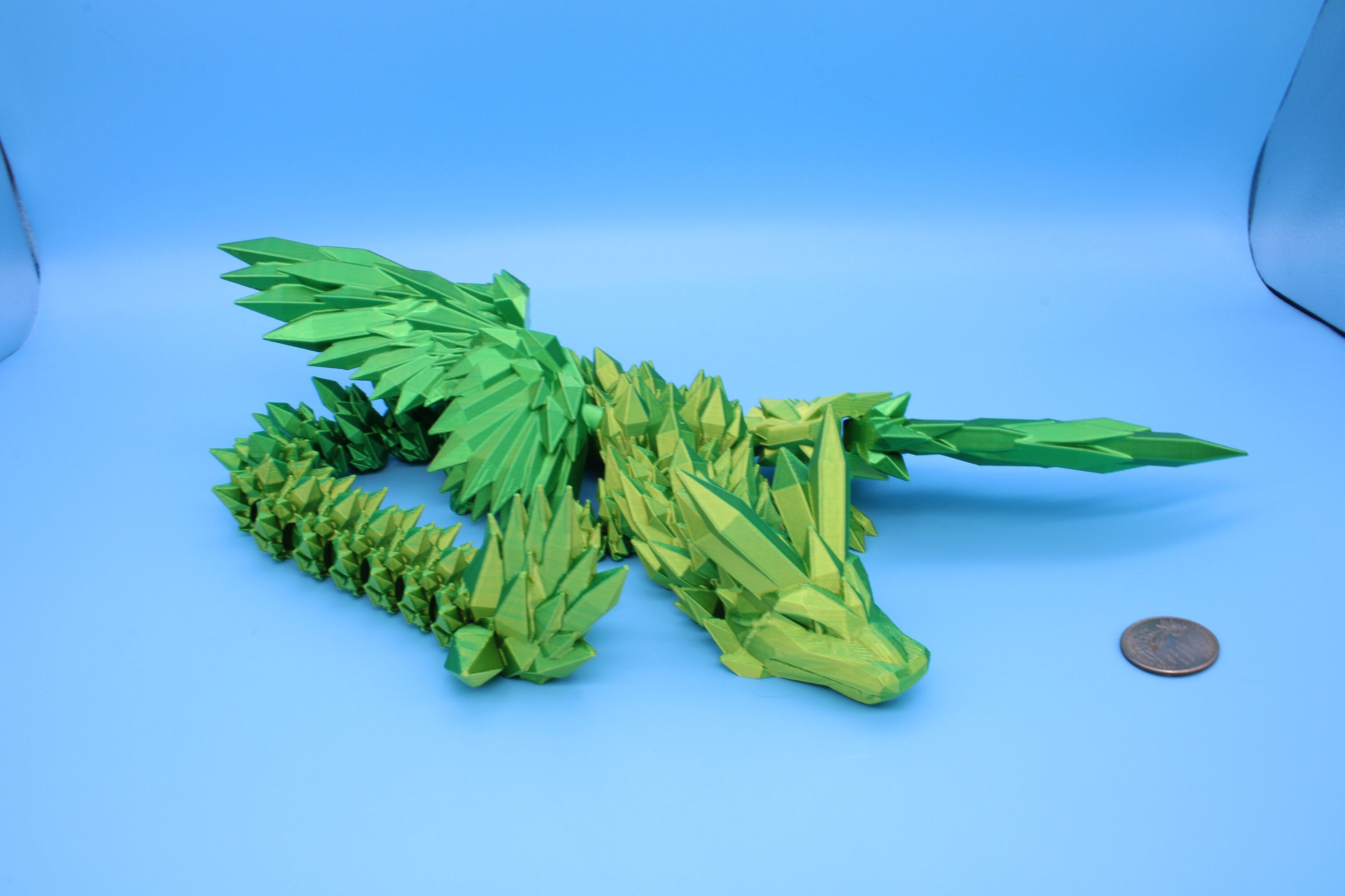 Crystal Wing Dragon | Green / Yellow Shift | 3D printed 18 in