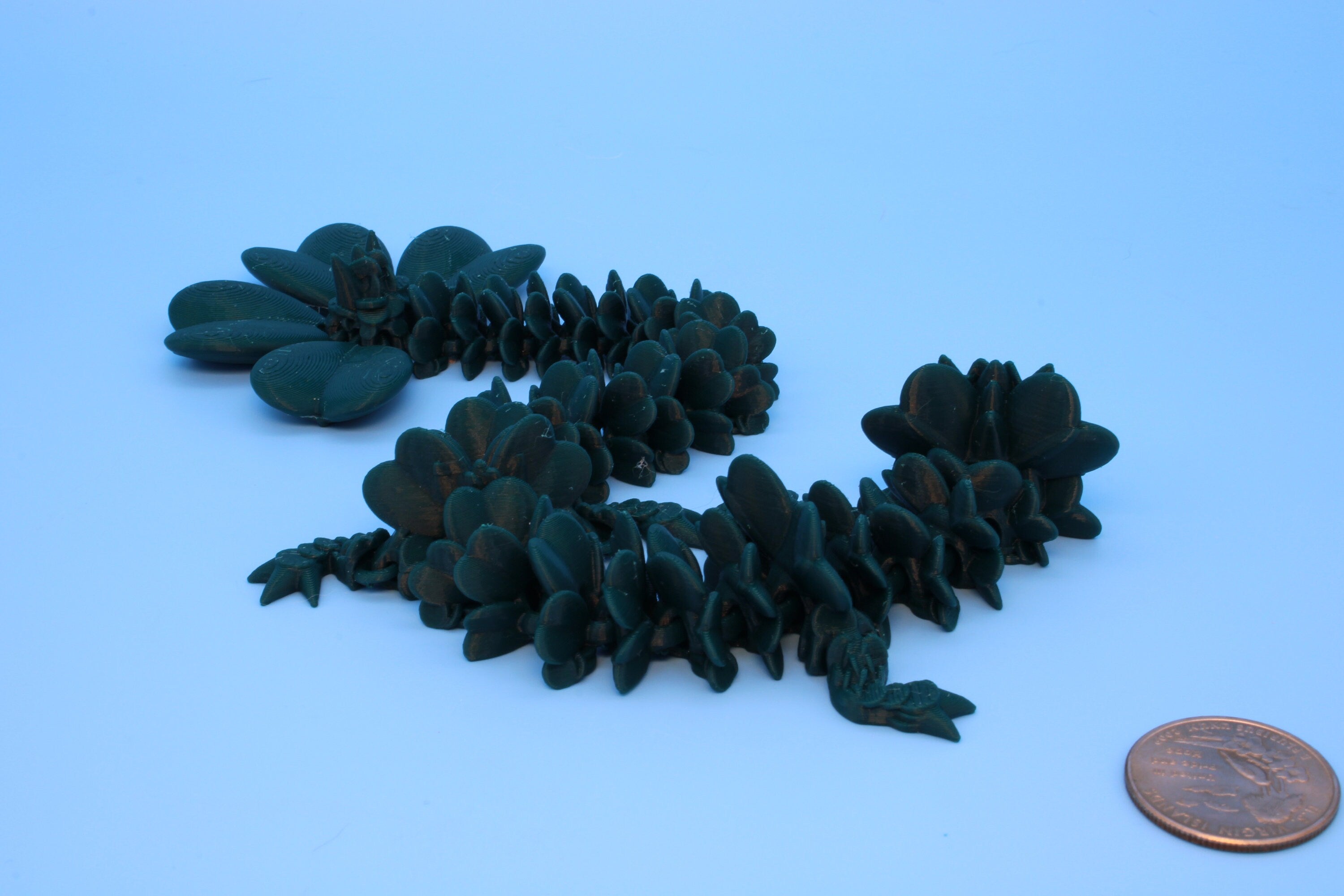 Miniature Clover Dragon |3D printed Articulating Dragon Fidget Toy | Flexi | 11 in. Lucky Dragon