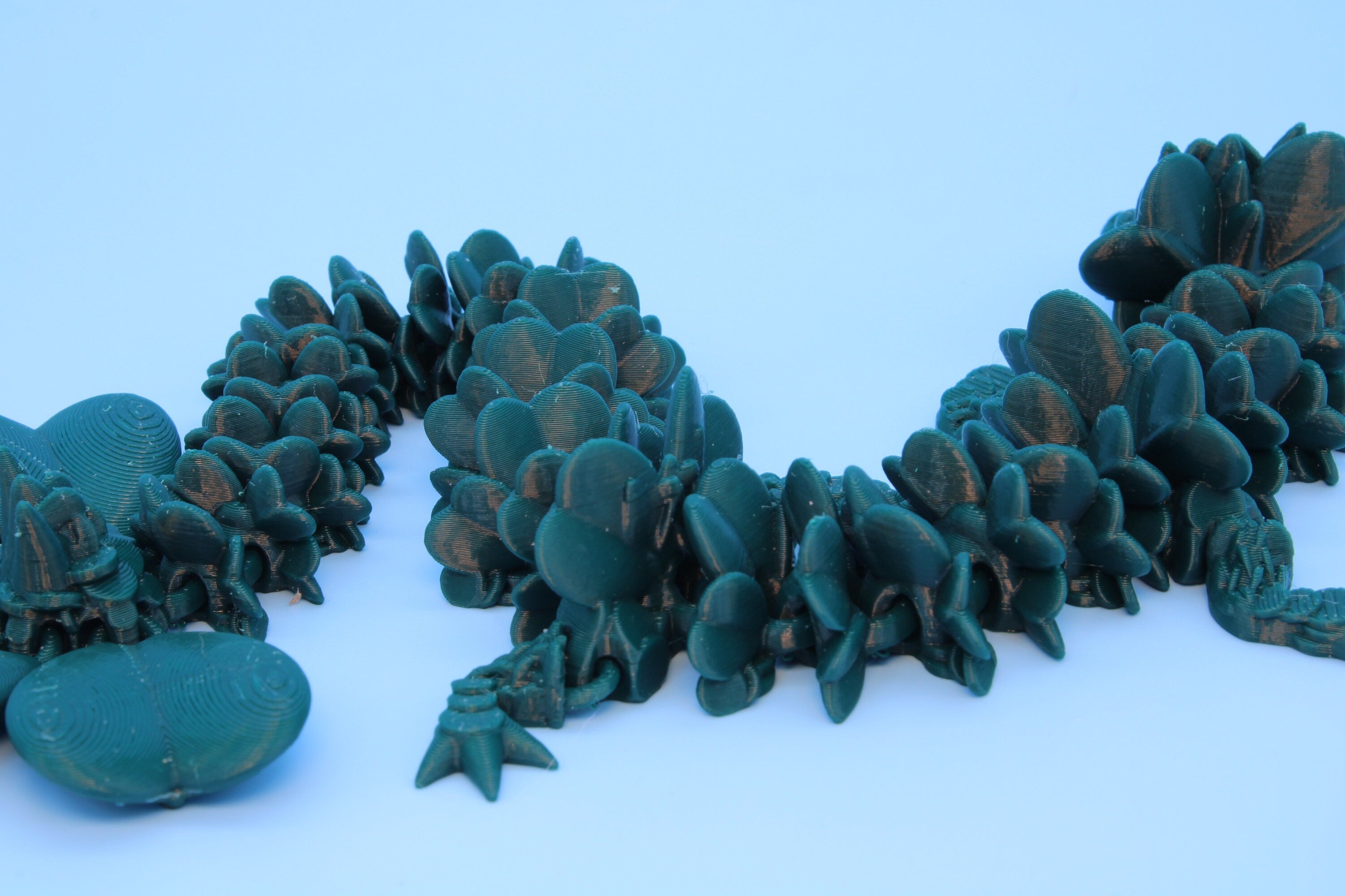Miniature Clover Dragon |3D printed Articulating Dragon Fidget Toy | Flexi | 11 in. Lucky Dragon