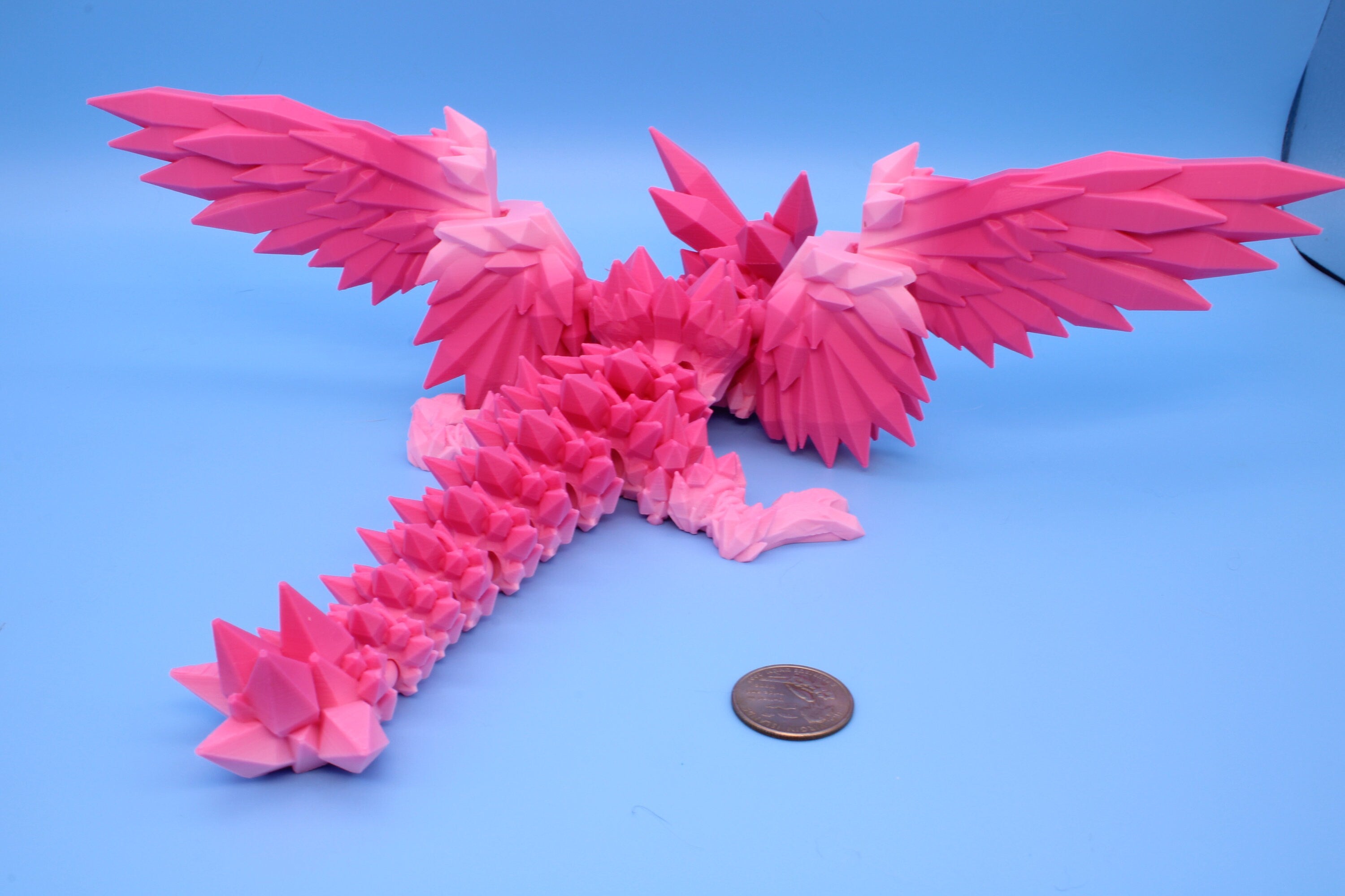Baby Crystal Winged Dragon- | 3D Printed | Flexi | 11.5 in.