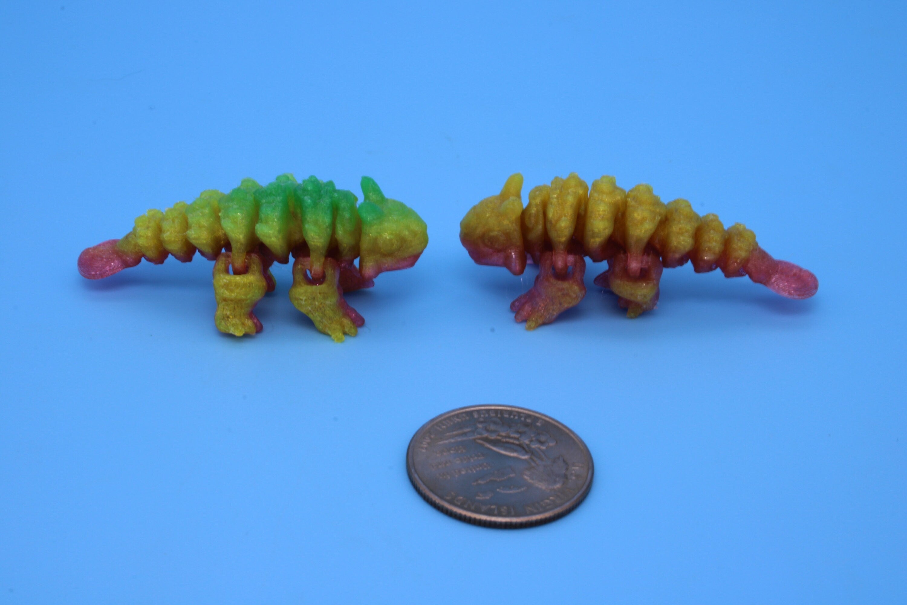 Dinosaur | Ankylosaurus - 2 Pack | 3D Printed Cute Dino | 2.2 inches | Fidget Toy | Articulating Dinosaur (TPU)