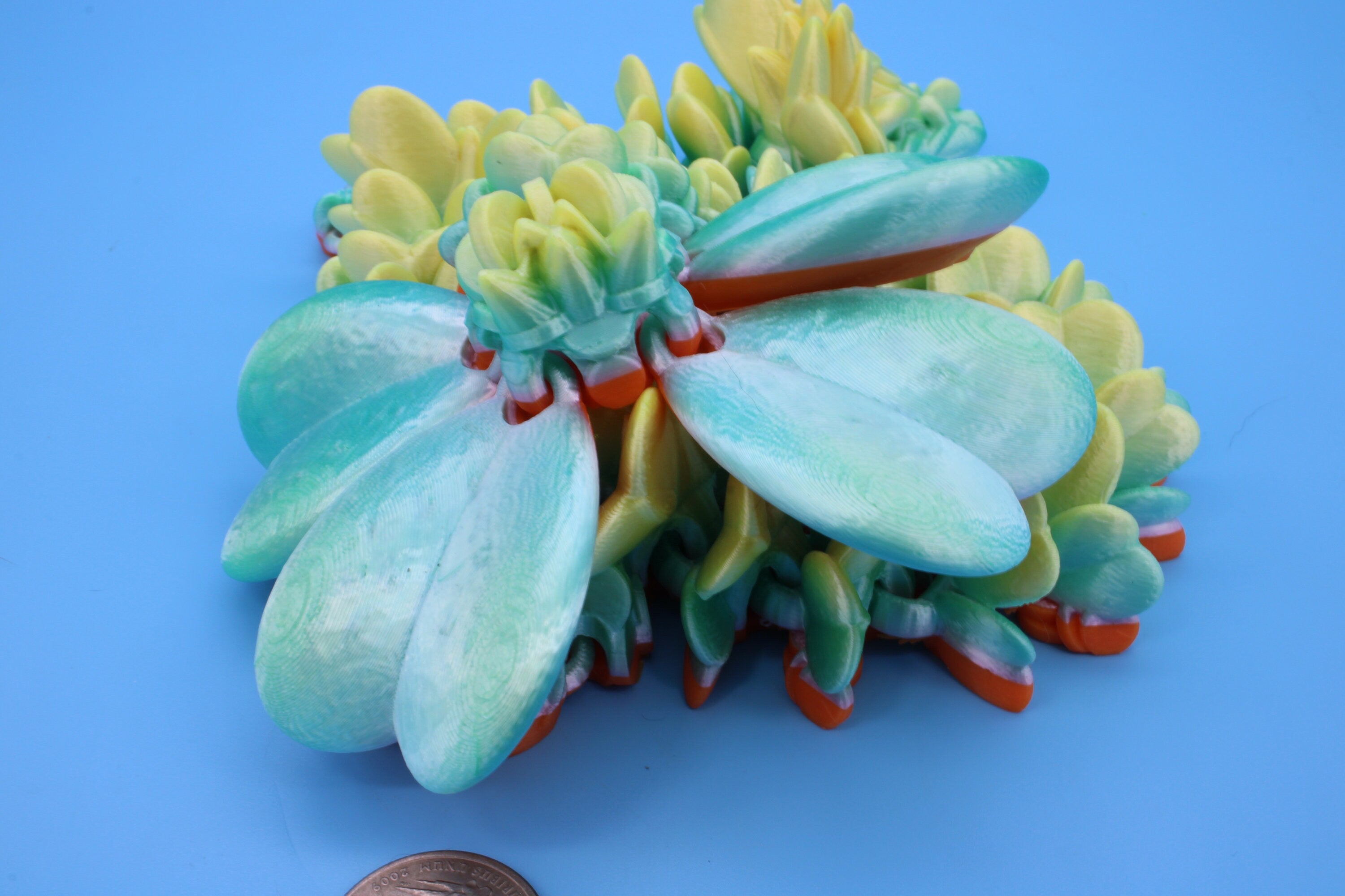 Clover Dragon | Rainbow | 3D printed Articulating Dragon Fidget Toy | Flexi | 19 in. Lucky Dragon | Four Leaf Clover Dragon.