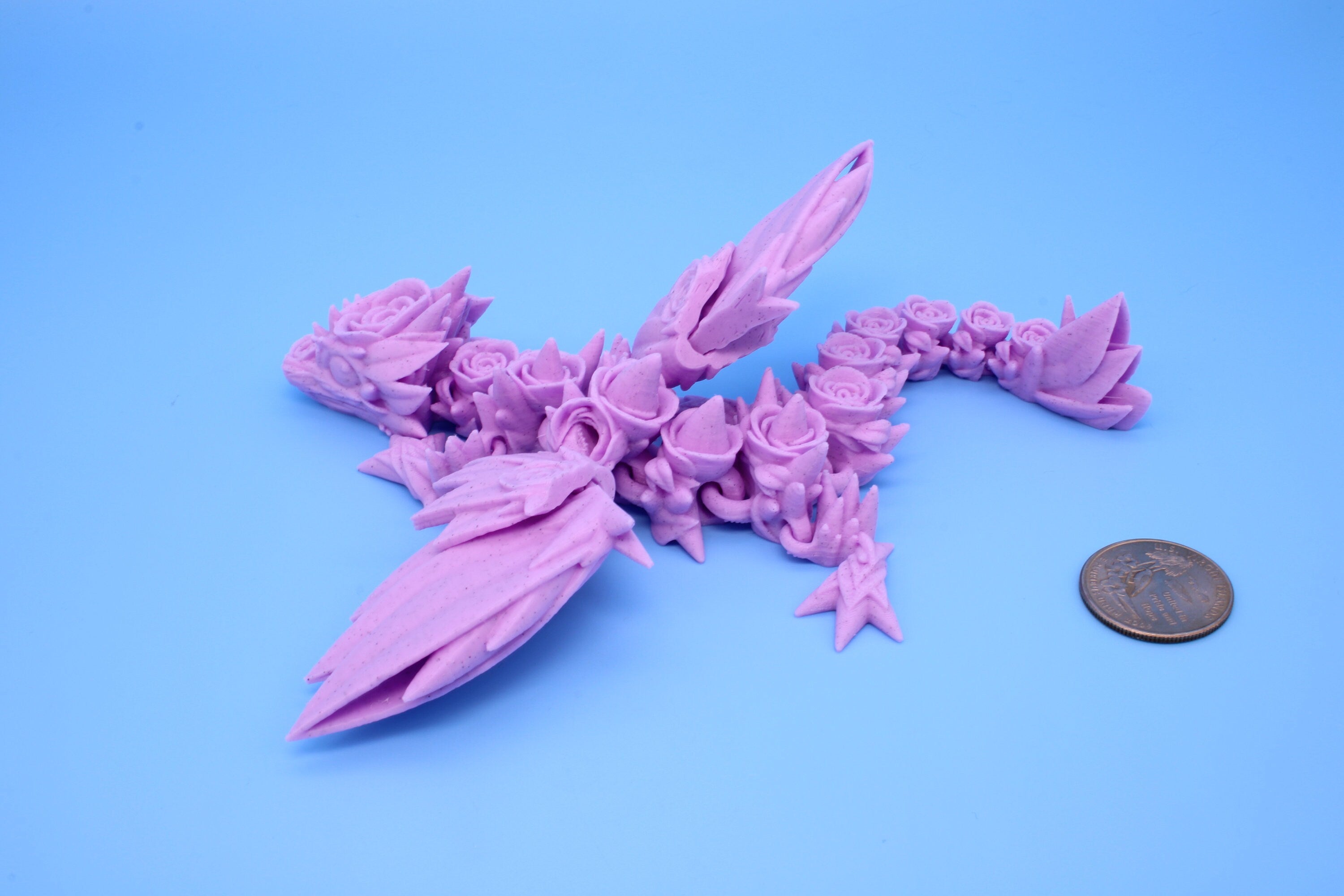Miniature Baby Rose Wing Dragon, 3D Printed