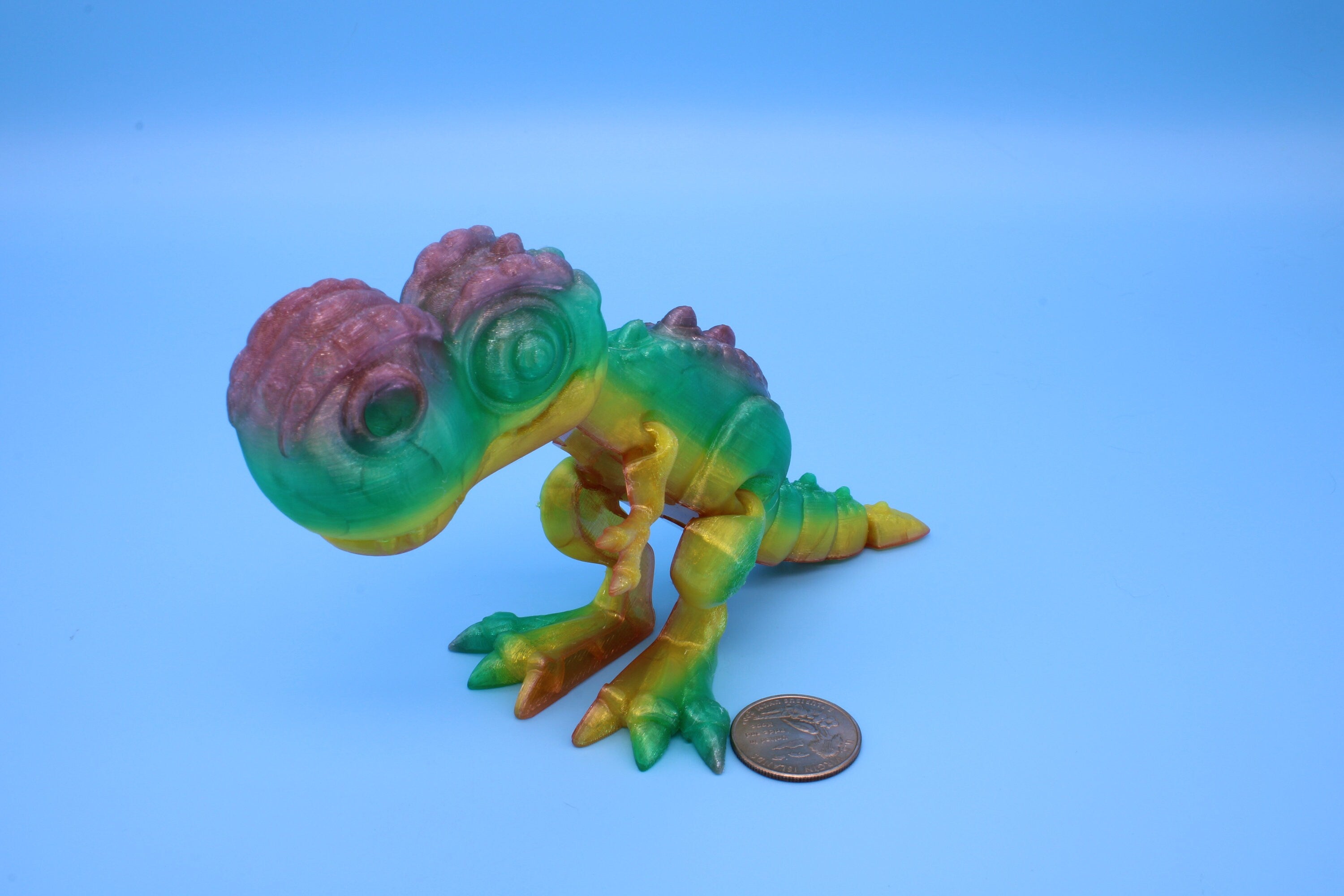 Flexi T-Rex - Rainbow | Flexible (TPU) | 3D Printed | Tyrannosaurus | Super Cute Dinosaur.