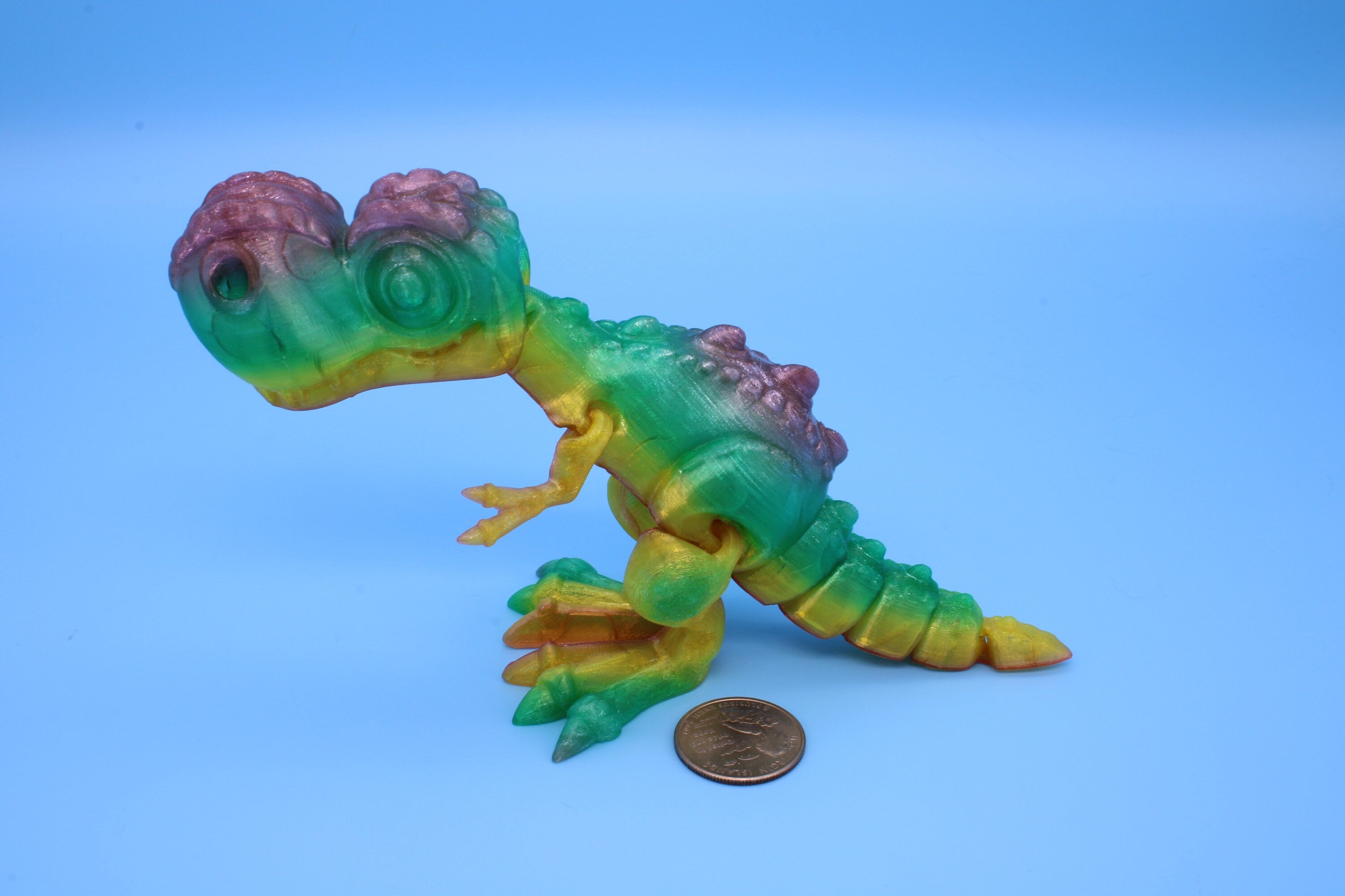 Flexi T-Rex - Rainbow | Flexible (TPU) | 3D Printed | Tyrannosaurus | Super Cute Dinosaur.