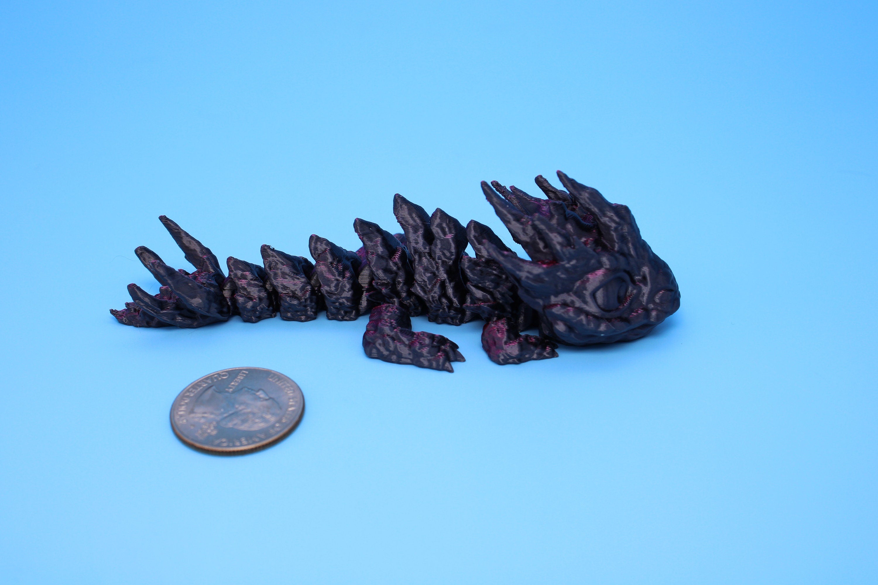 Stone Baby Dragon | 3D Printed | Red And Black Dragon | Great Fidget Toy | Desk Buddy | Sensory Toy