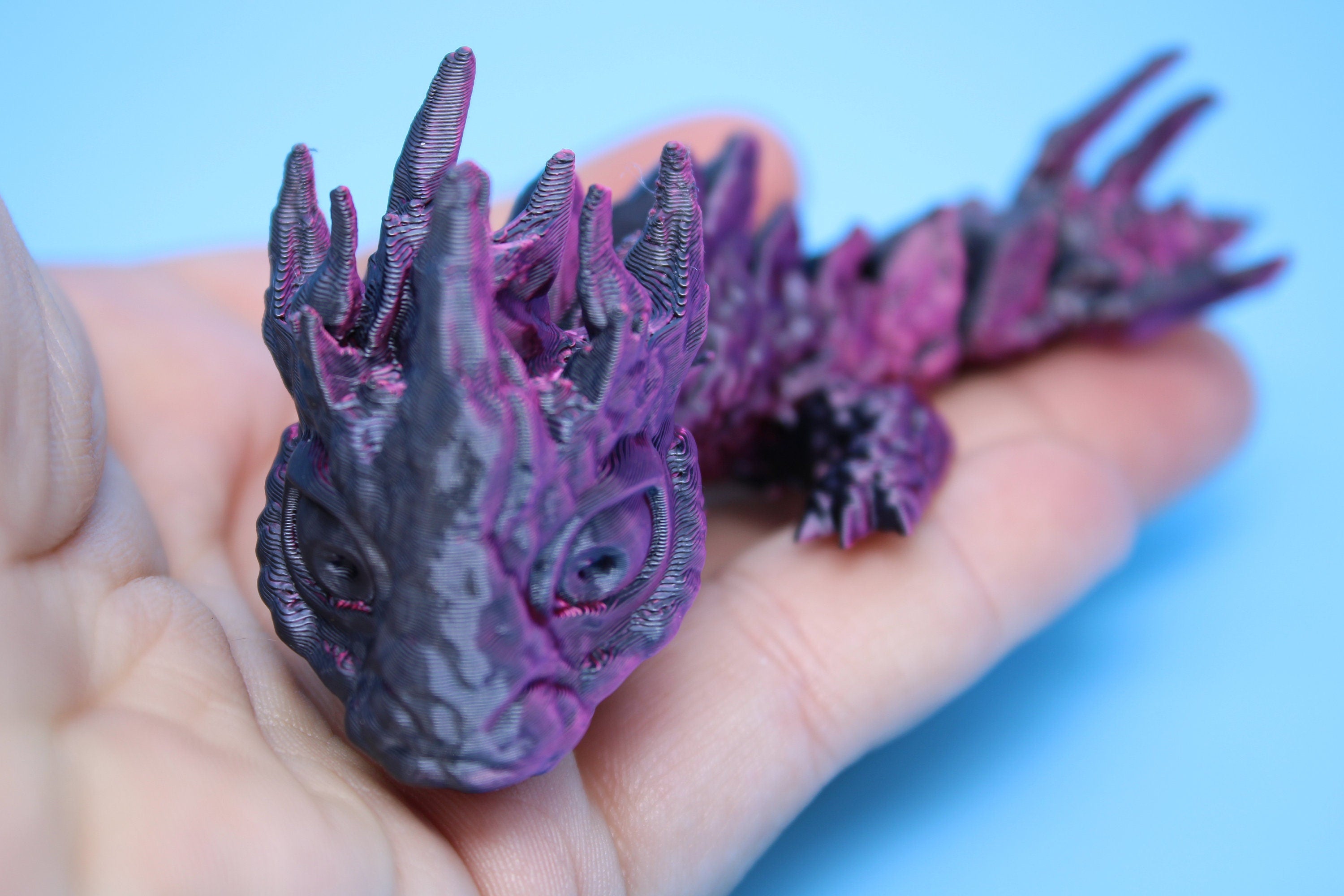 Stone Baby Dragon | 3D Printed | Red And Black Dragon | Great Fidget Toy | Desk Buddy | Sensory Toy