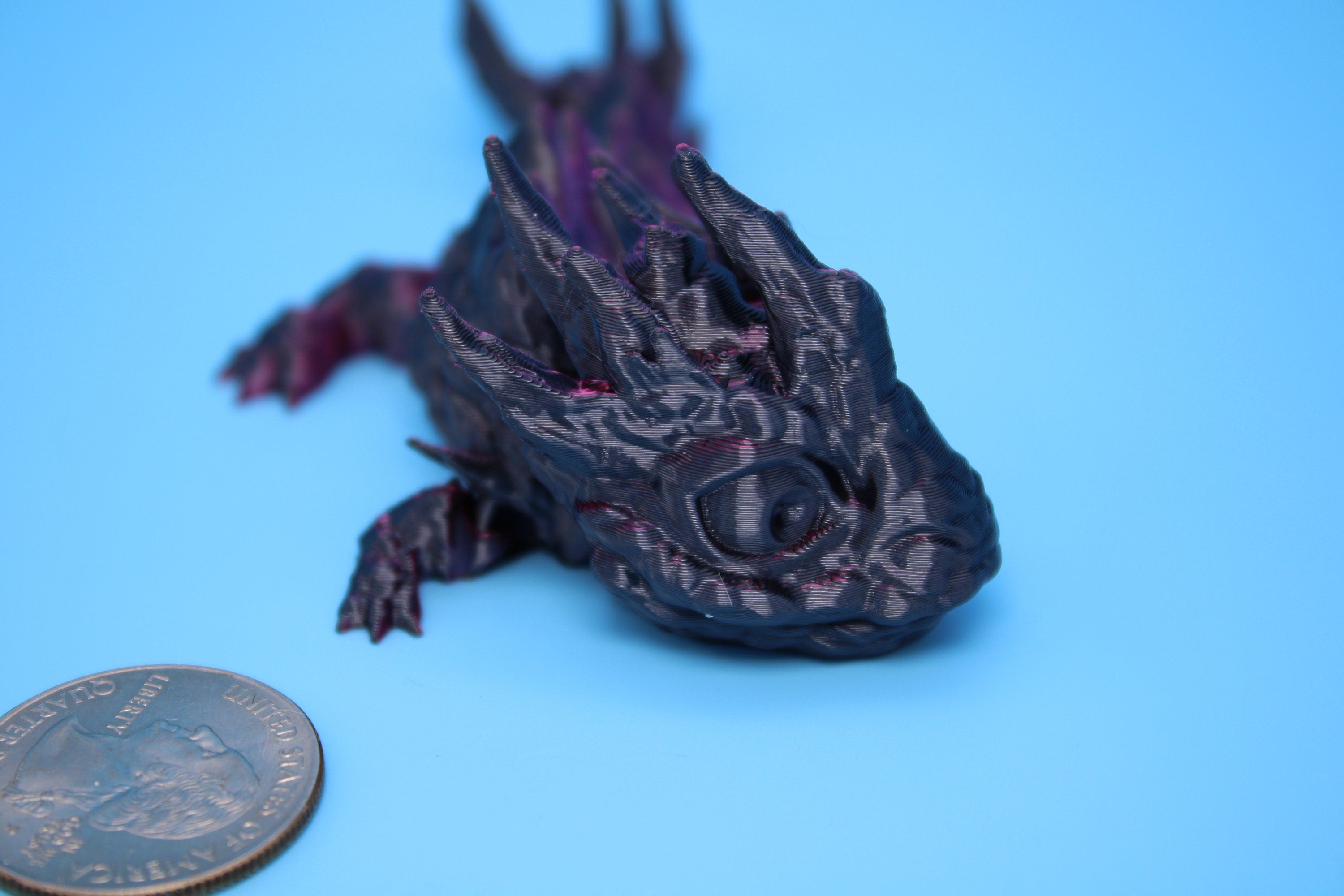 Stone Baby Dragon | 3D Printed | Red And Black Dragon | Great Fidget Toy | Desk Buddy | Sensory Toy