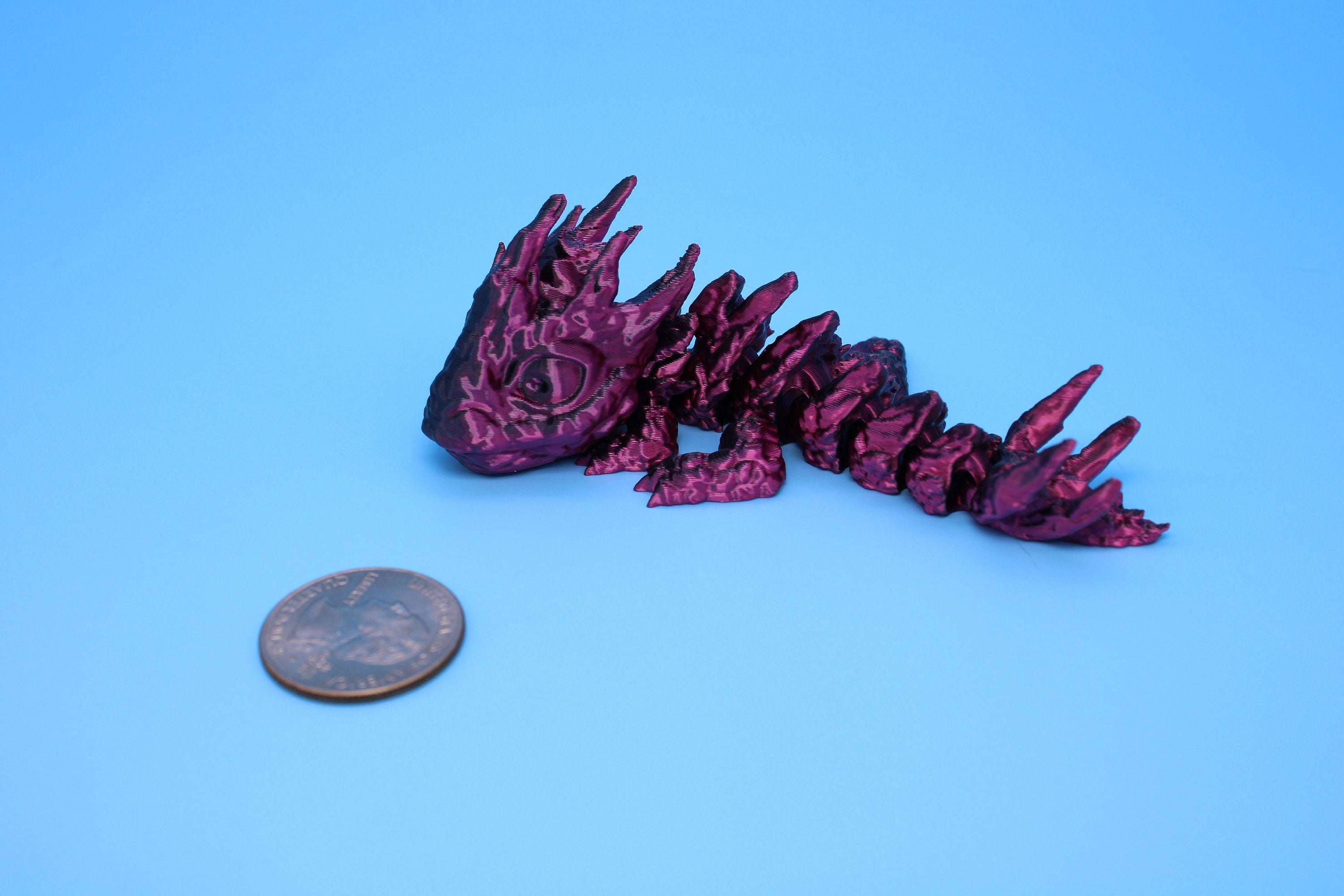 Stone Baby Dragon | 3D Printed | Red And Black Dragon | Great Fidget Toy | Desk Buddy | Sensory Toy