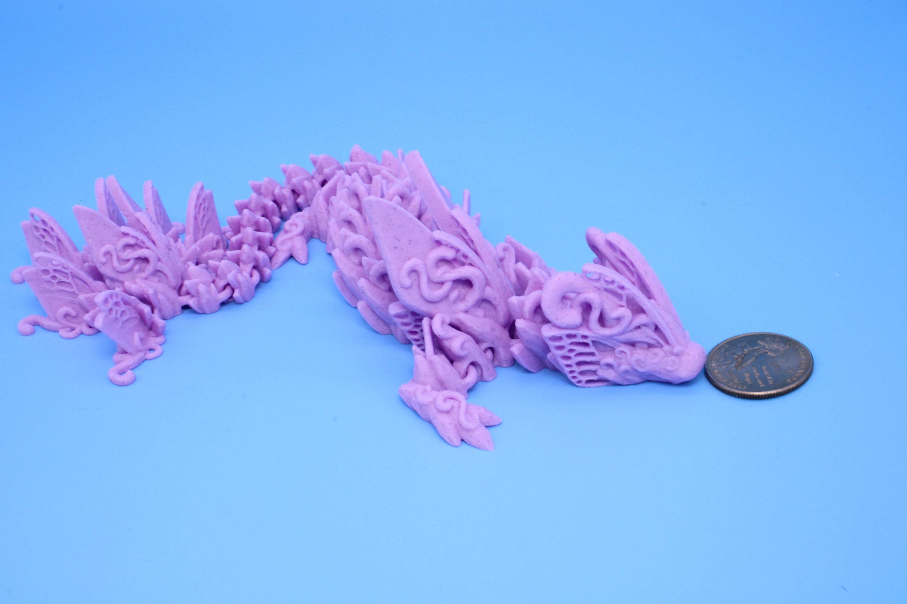 Butterfly Dragon - Pink chip | 3D printed | Articulating Dragon 11.5 in