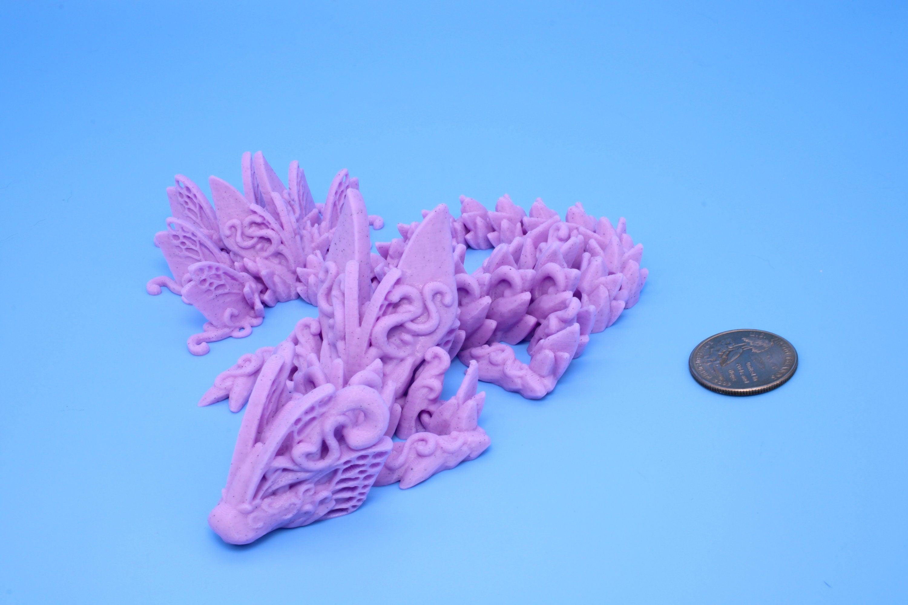 Butterfly Dragon - Pink chip | 3D printed | Articulating Dragon 11.5 in