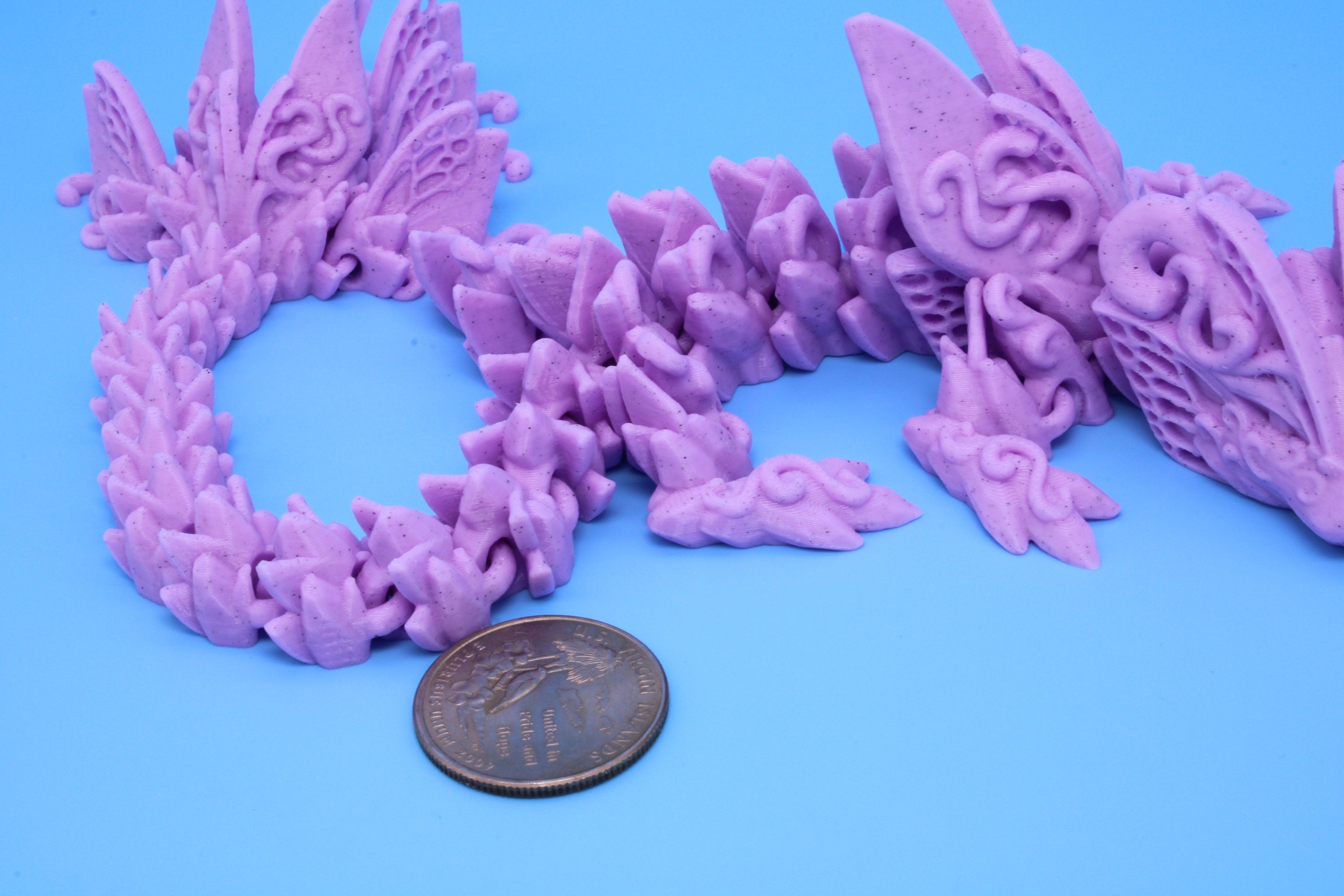 Butterfly Dragon - Pink chip | 3D printed | Articulating Dragon 11.5 in