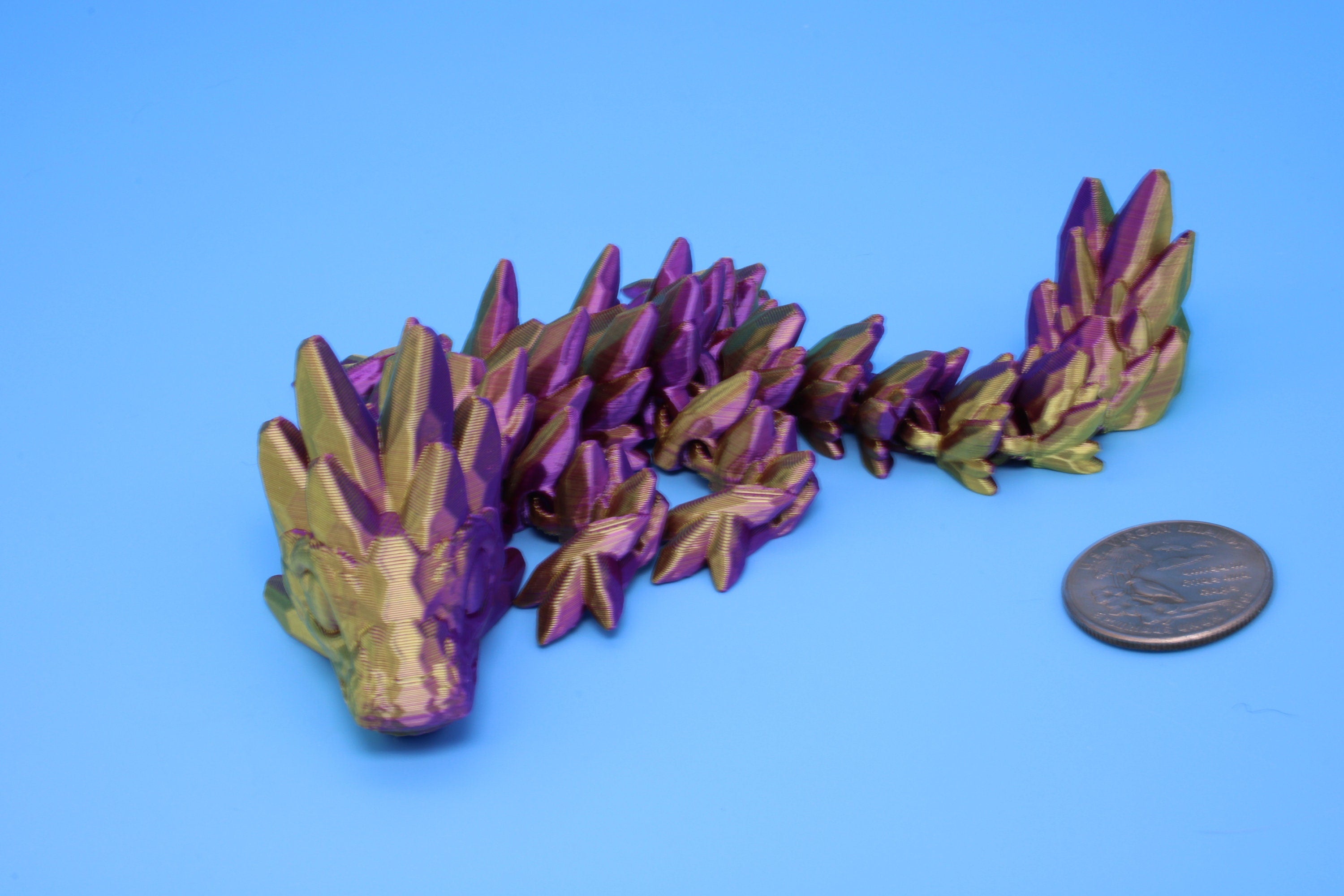 Baby Gem Dragon, 3D Printed, Articulating Dragon 7 in. (Made)