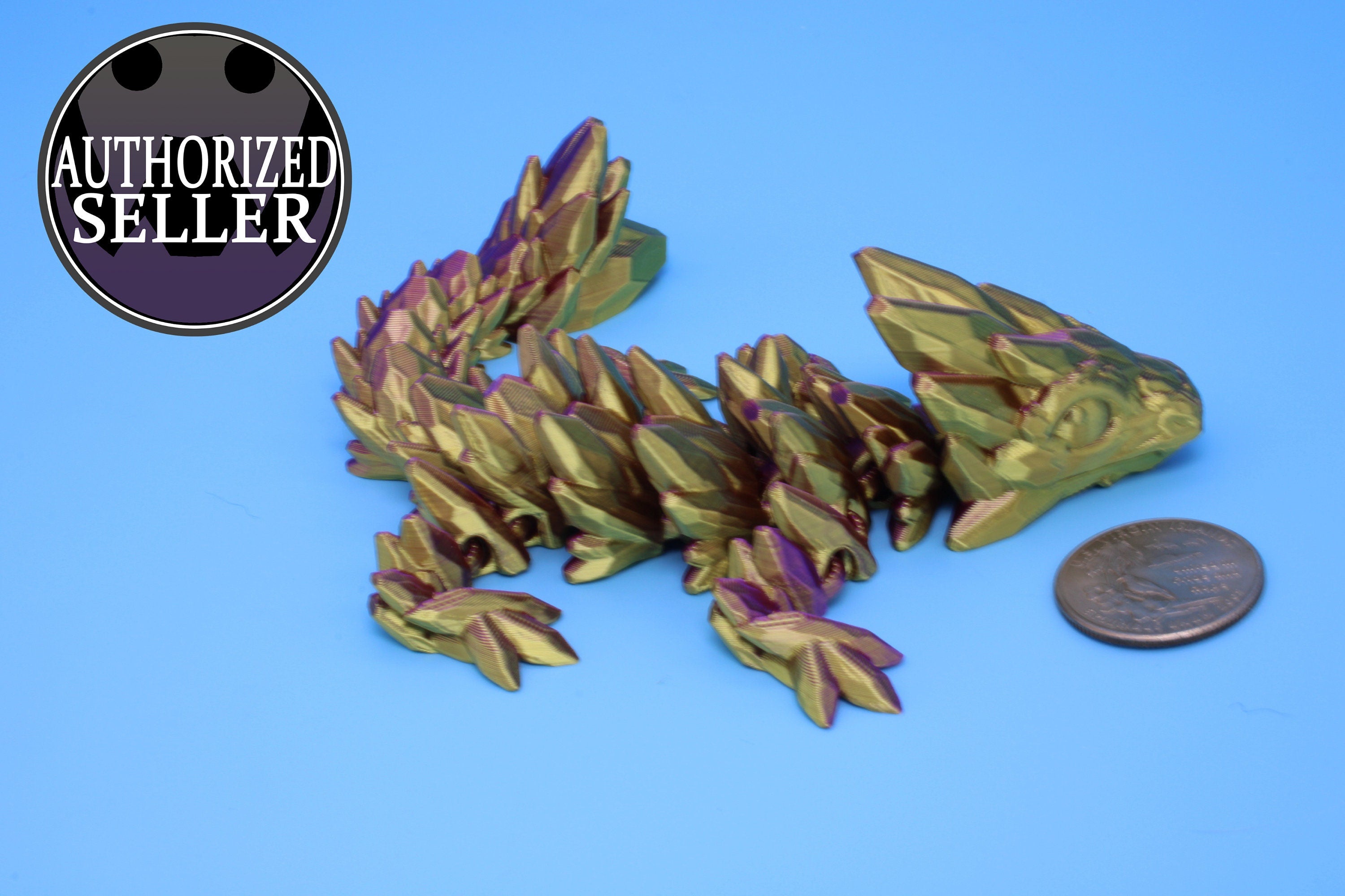 Baby Gem Dragon, 3D Printed, Articulating Dragon 7 in. (Made)