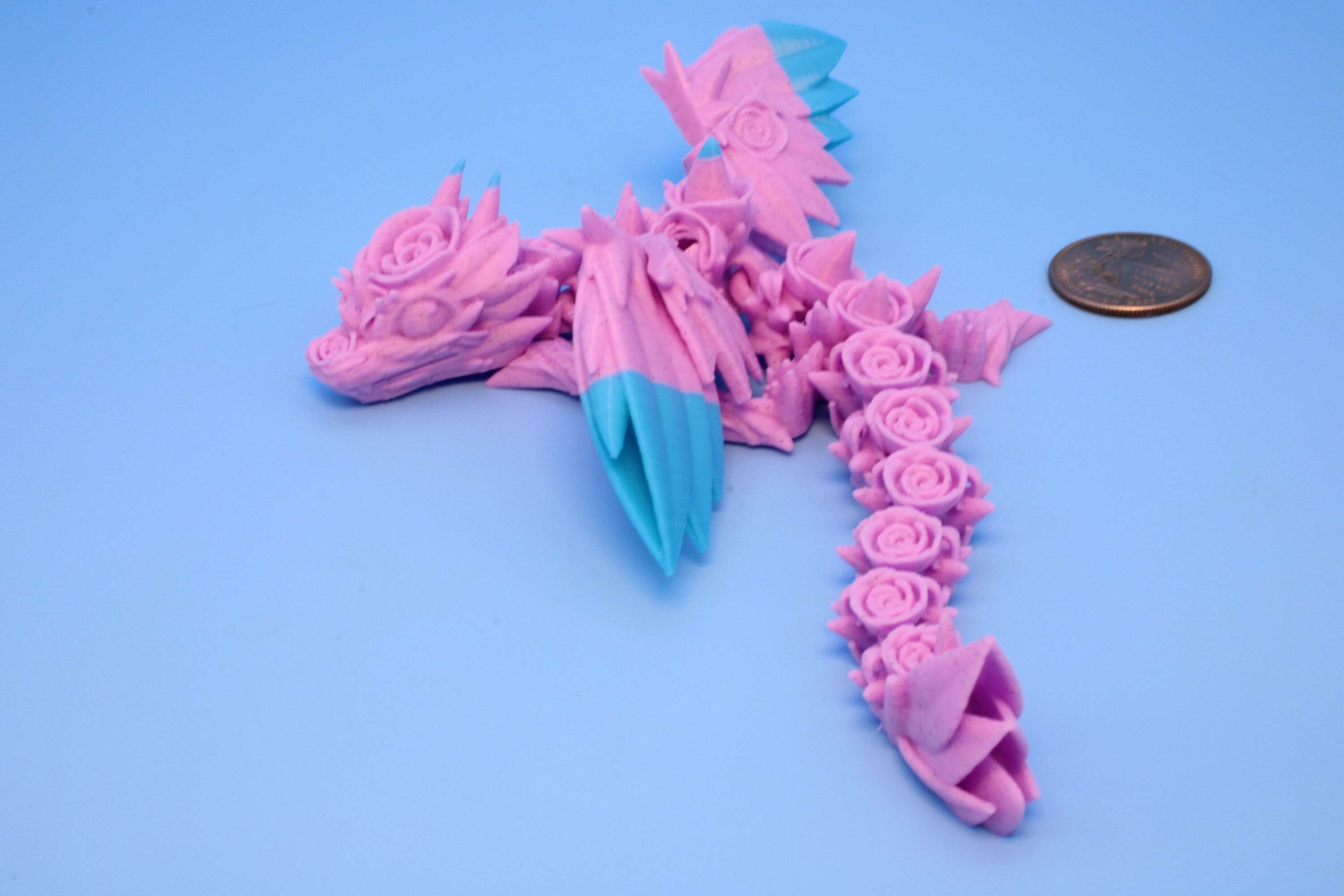 Miniature Baby Rose Wing Dragon, 3D Printed 7 in.