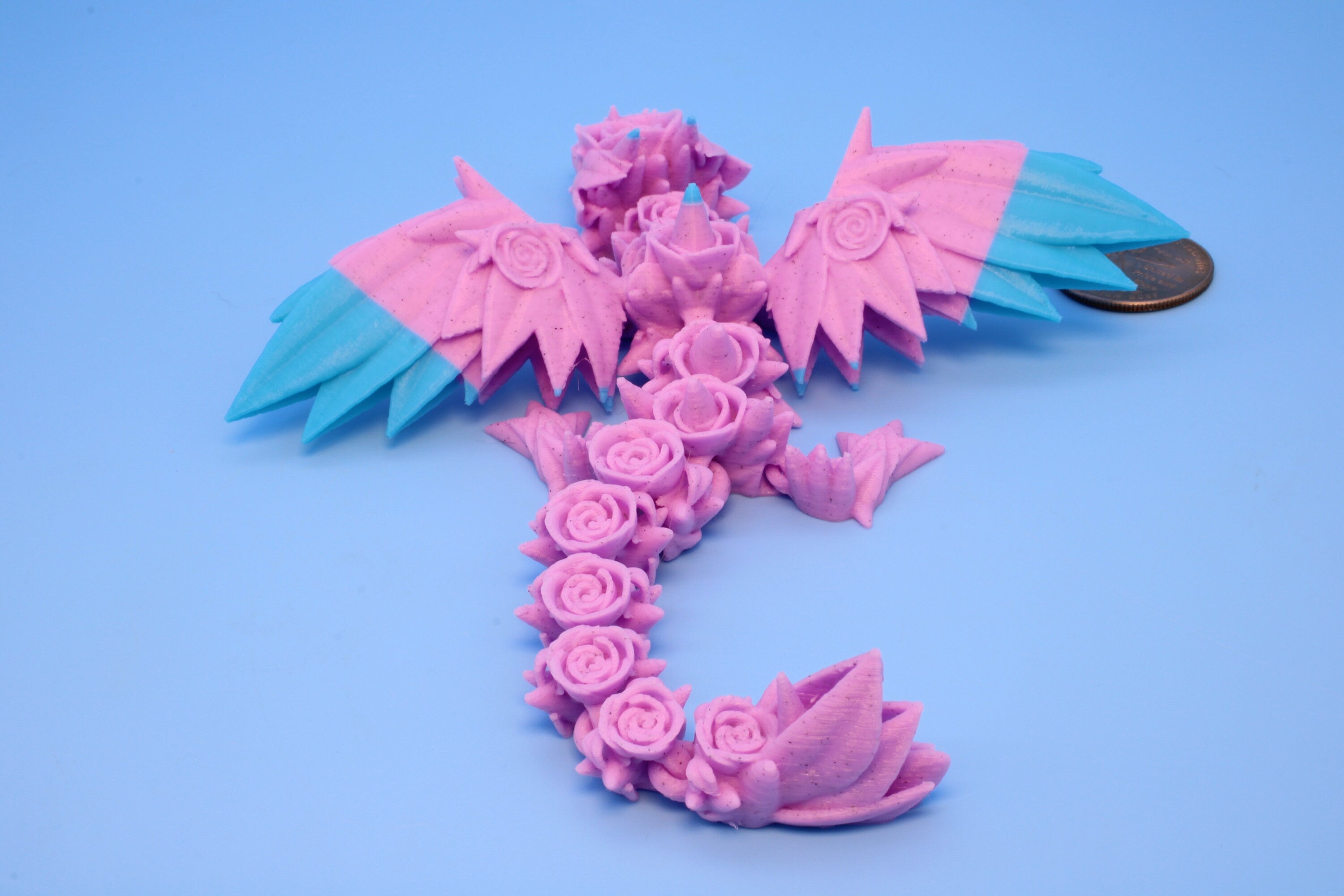 Miniature Baby Rose Wing Dragon, 3D Printed 7 in.