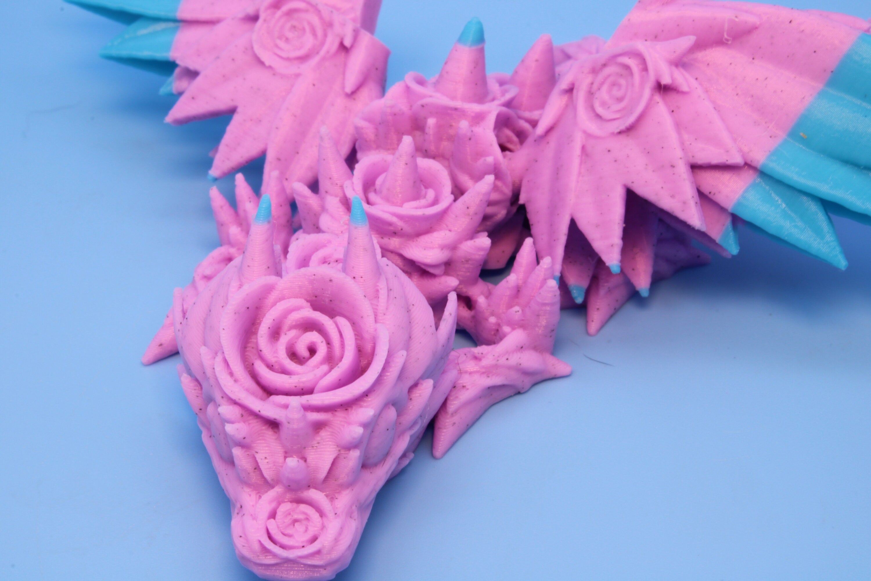 Miniature Baby Rose Wing Dragon, 3D Printed 7 in.