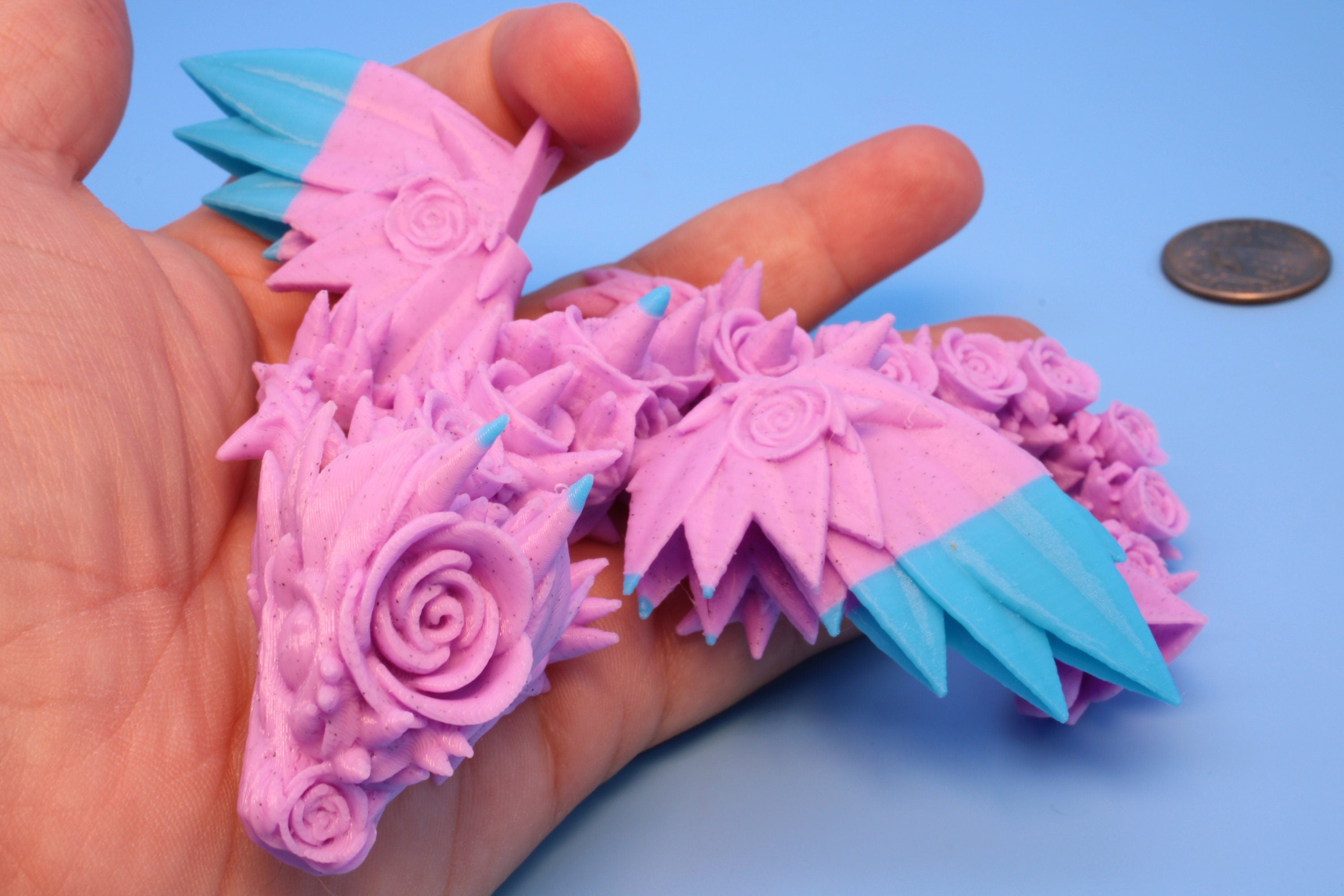 Miniature Baby Rose Wing Dragon, 3D Printed 7 in.