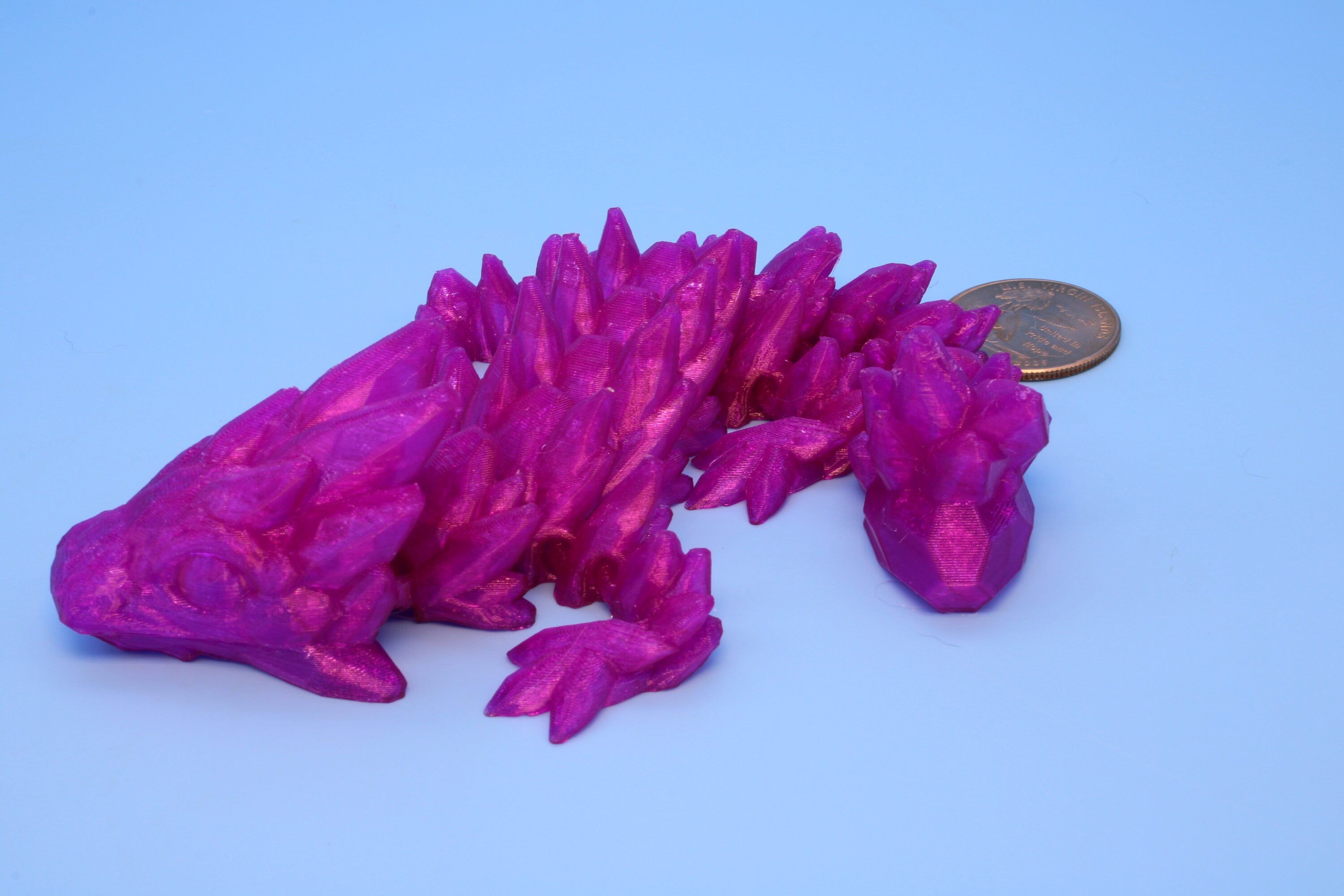 Baby Gem Dragon, 3D Printed, Articulating Dragon 7 in. TPU (Made)