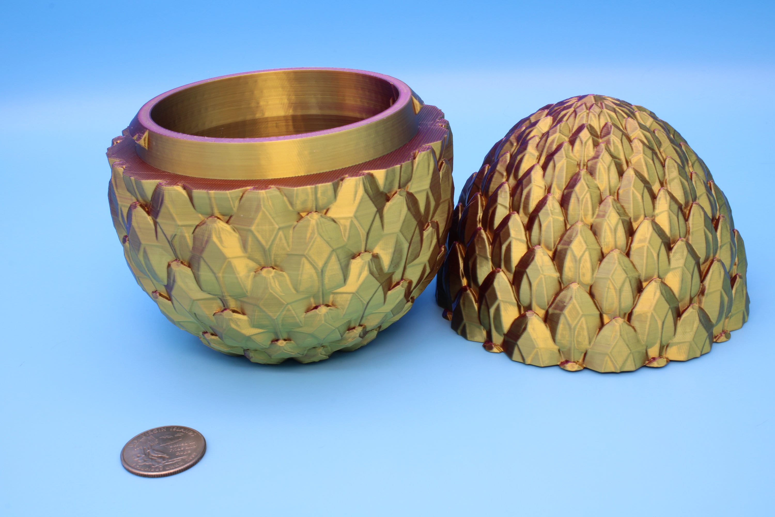 Dragon Scale Egg- Brown | 3D printed | Dragon Egg Storage! | 6 in. Dragon Scale Egg | Gift. Decorative Egg