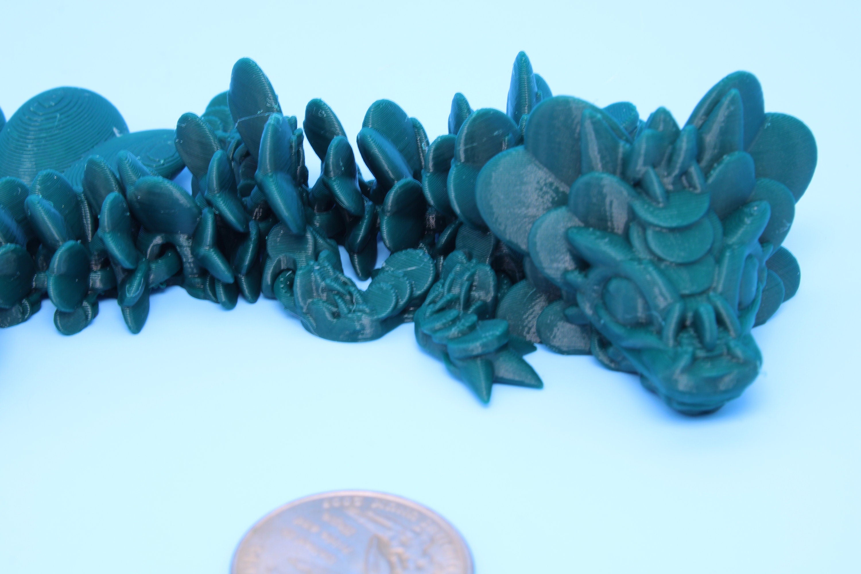 Baby Clover Dragon | 3D printed Articulating Dragon Fidget Toy | Flexi | 6 in Lucky Dragon | 4 Leaf Clover