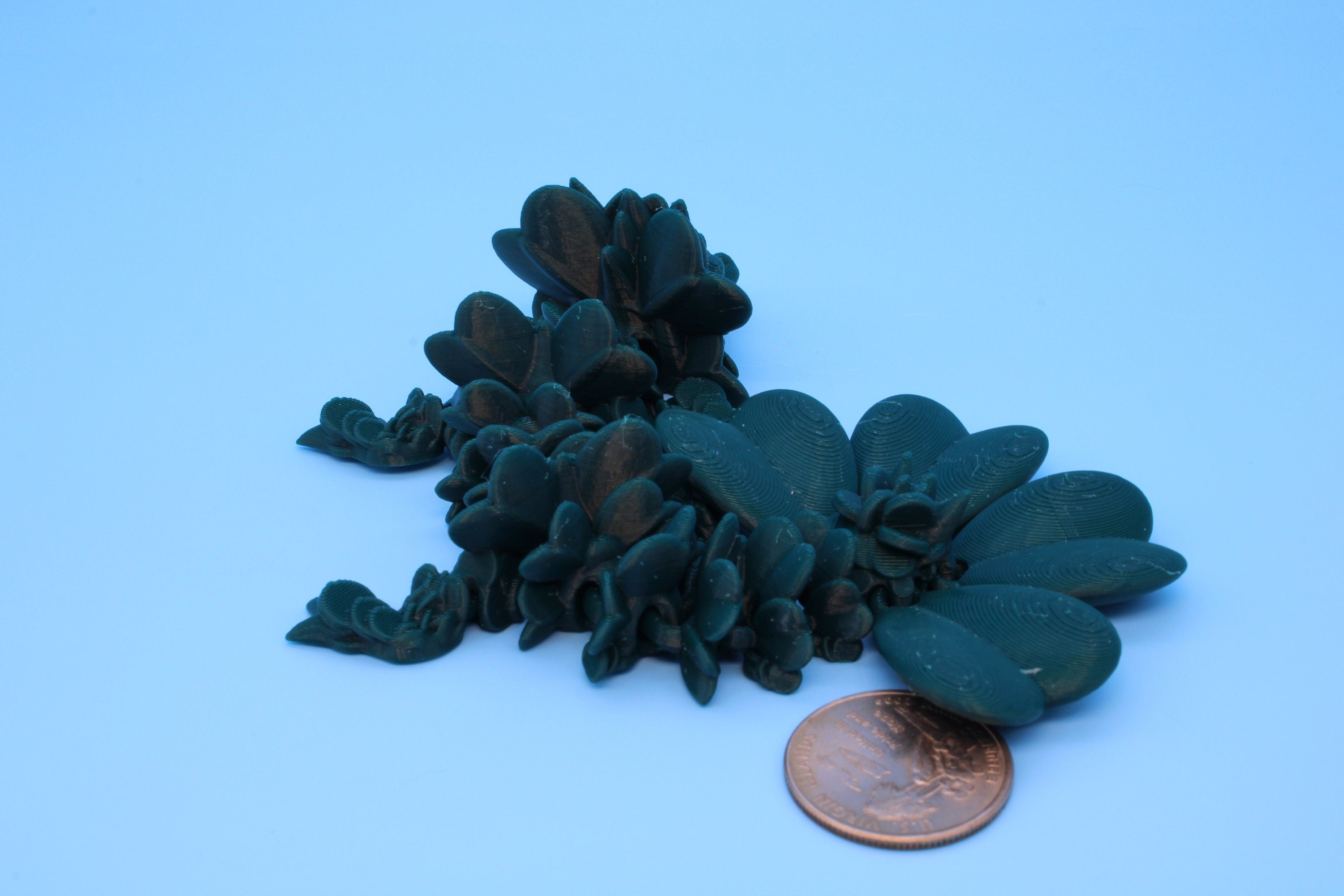 Baby Clover Dragon | 3D printed Articulating Dragon Fidget Toy | Flexi | 6 in Lucky Dragon | 4 Leaf Clover