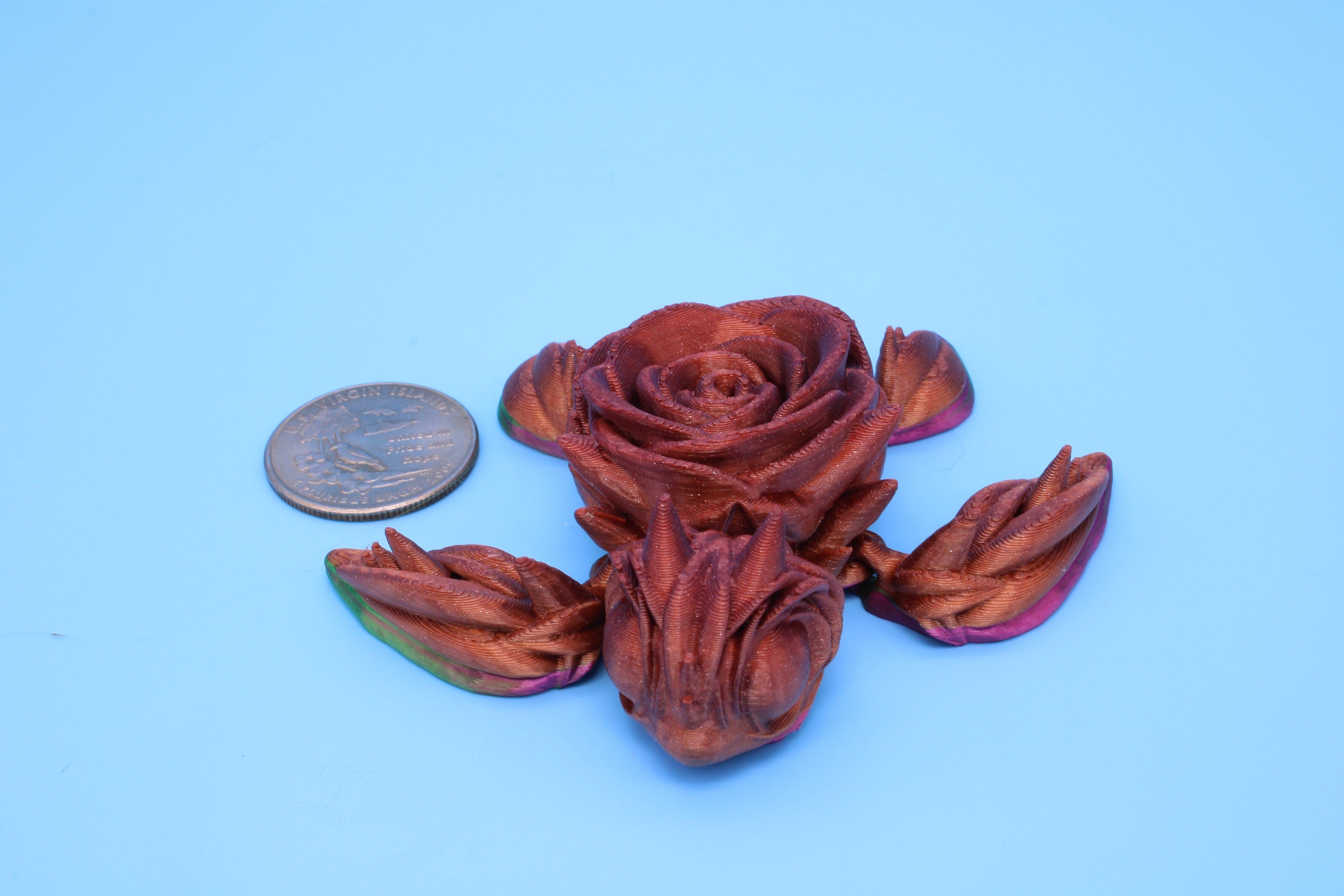 Rose Turtle | Flexi | Fidget | Roseurtle | 3D Printed | 3 in. | Adorable Rose Turtle Buddy.