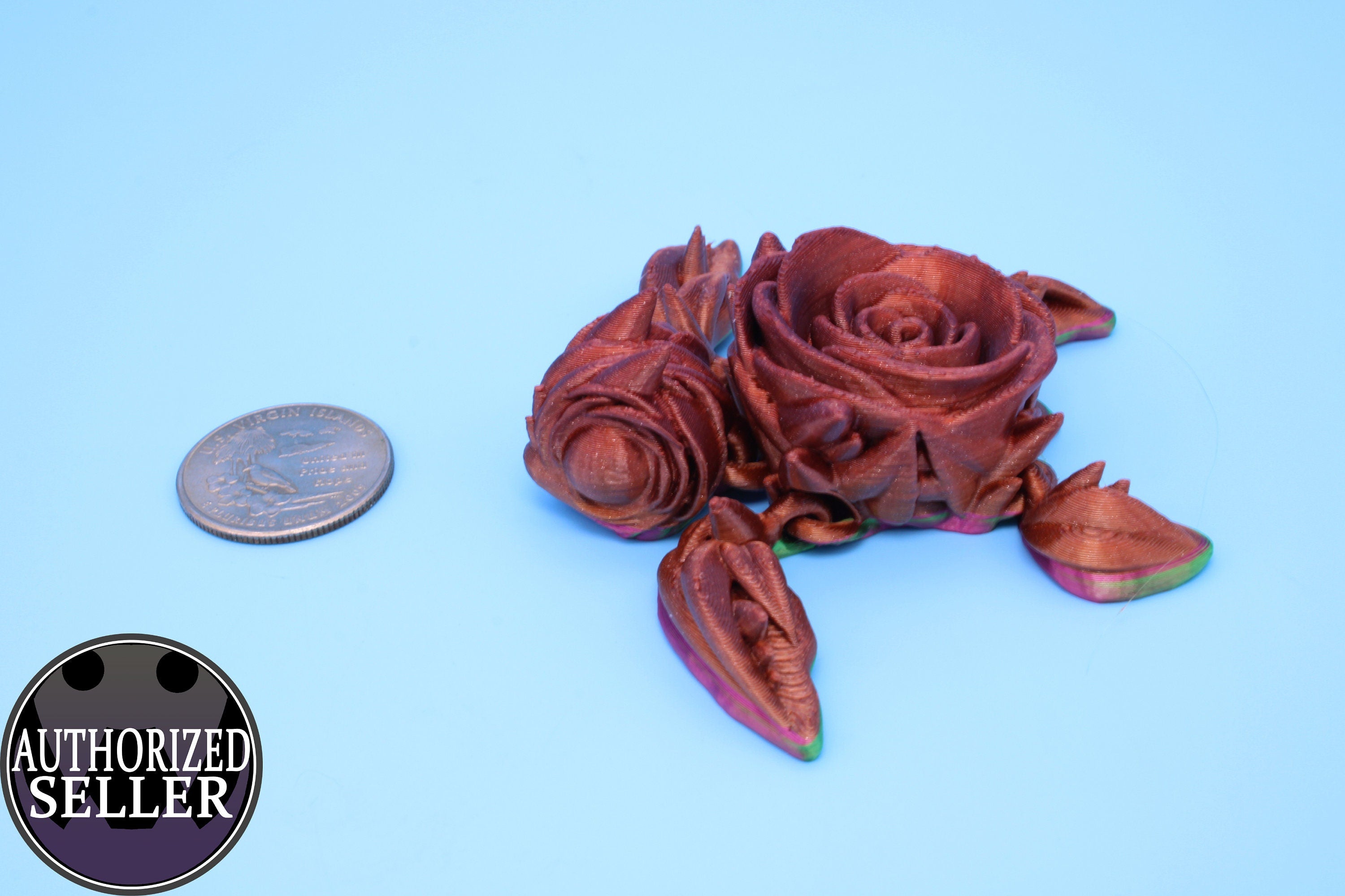 Rose Turtle | Flexi | Fidget | Roseurtle | 3D Printed | 3 in. | Adorable Rose Turtle Buddy.