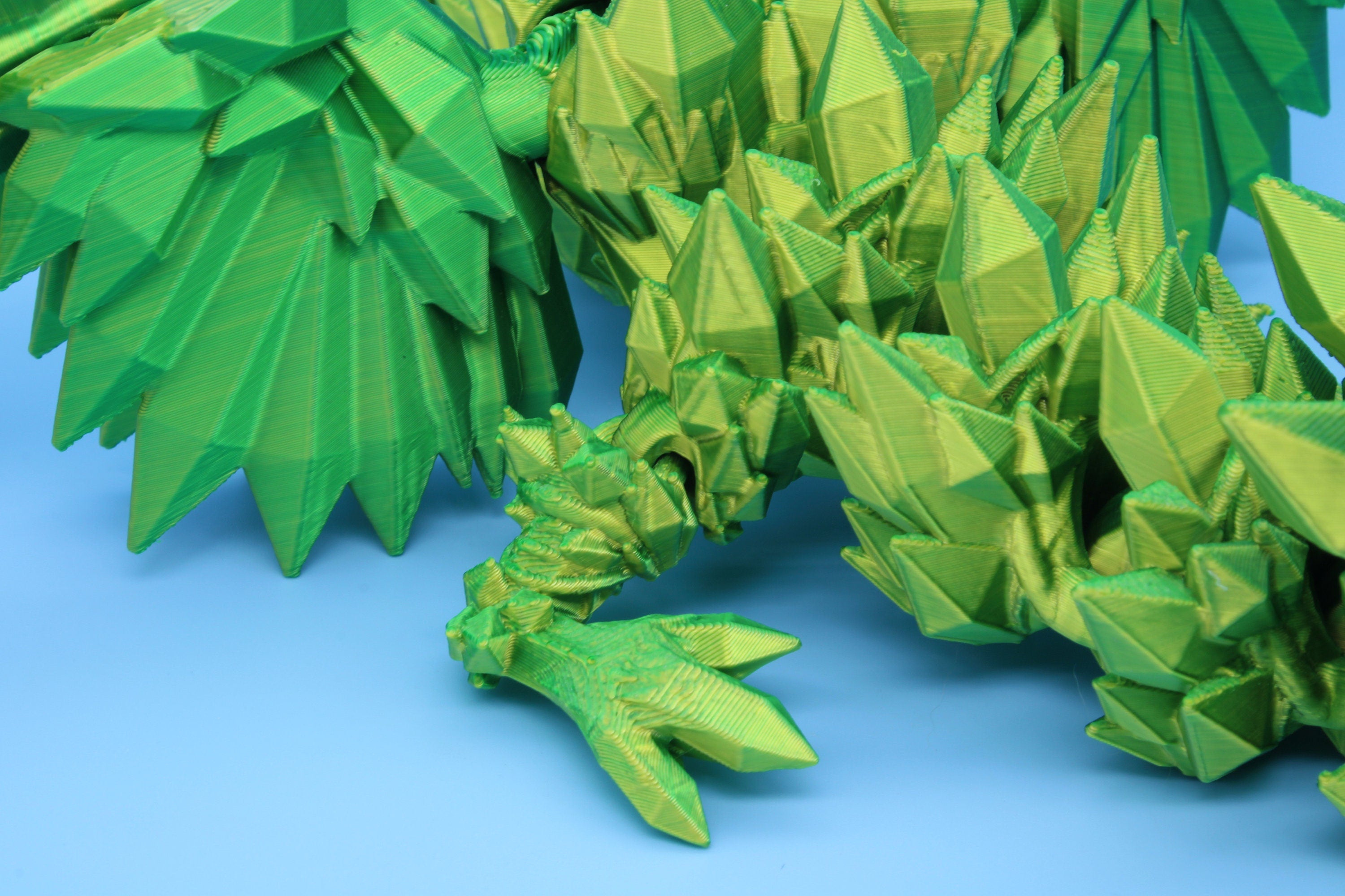 Crystal Wing Dragon | Green / Yellow Shift | 3D printed 18 in