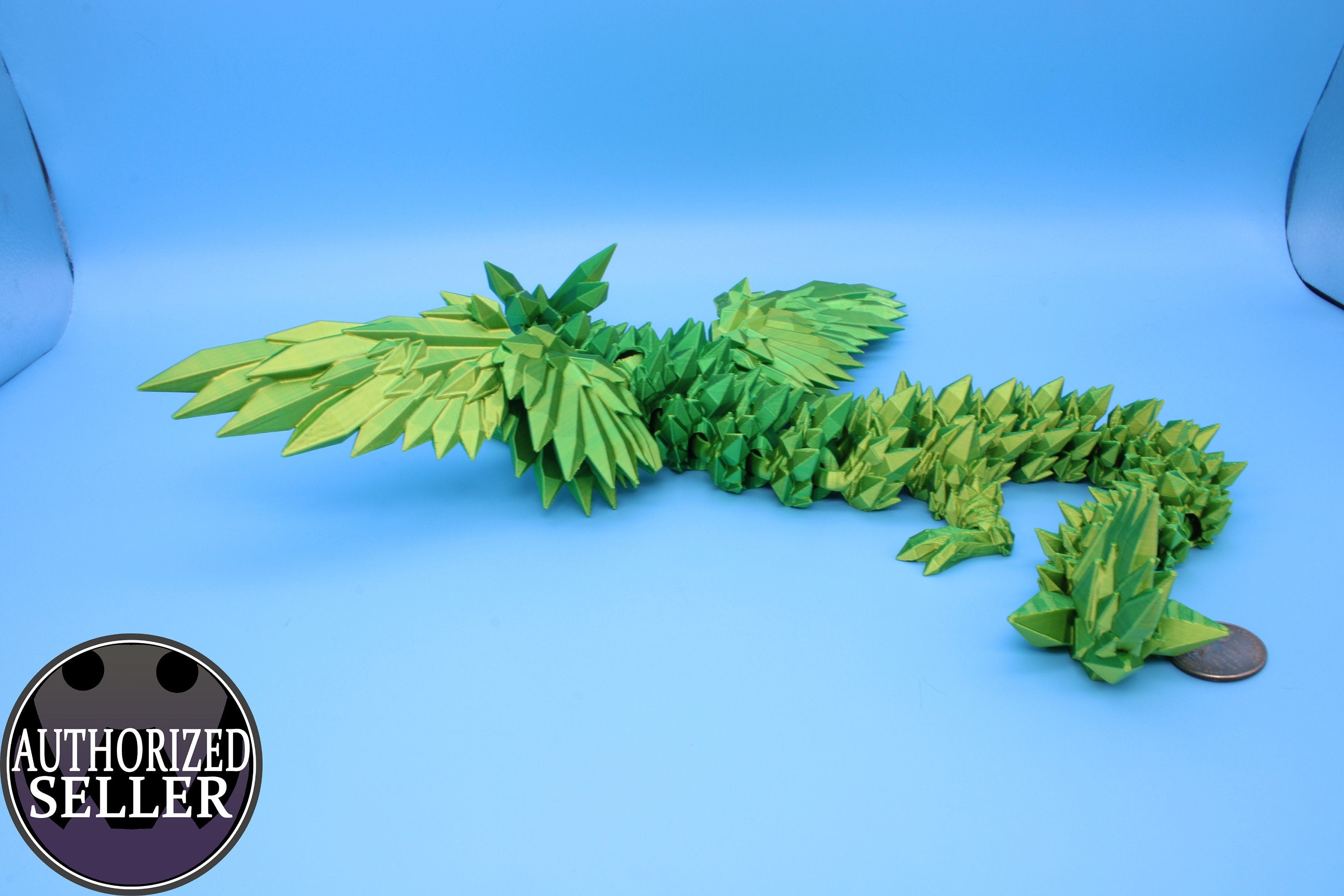 Crystal Wing Dragon | Green / Yellow Shift | 3D printed 18 in