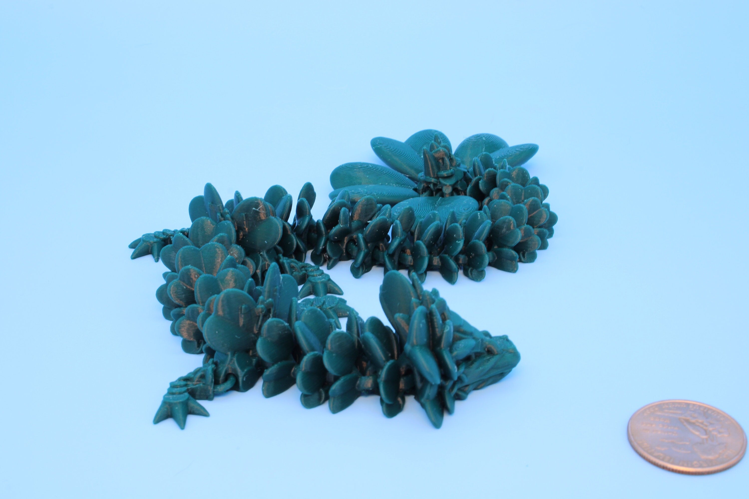 Miniature Clover Dragon |3D printed Articulating Dragon Fidget Toy | Flexi | 11 in. Lucky Dragon