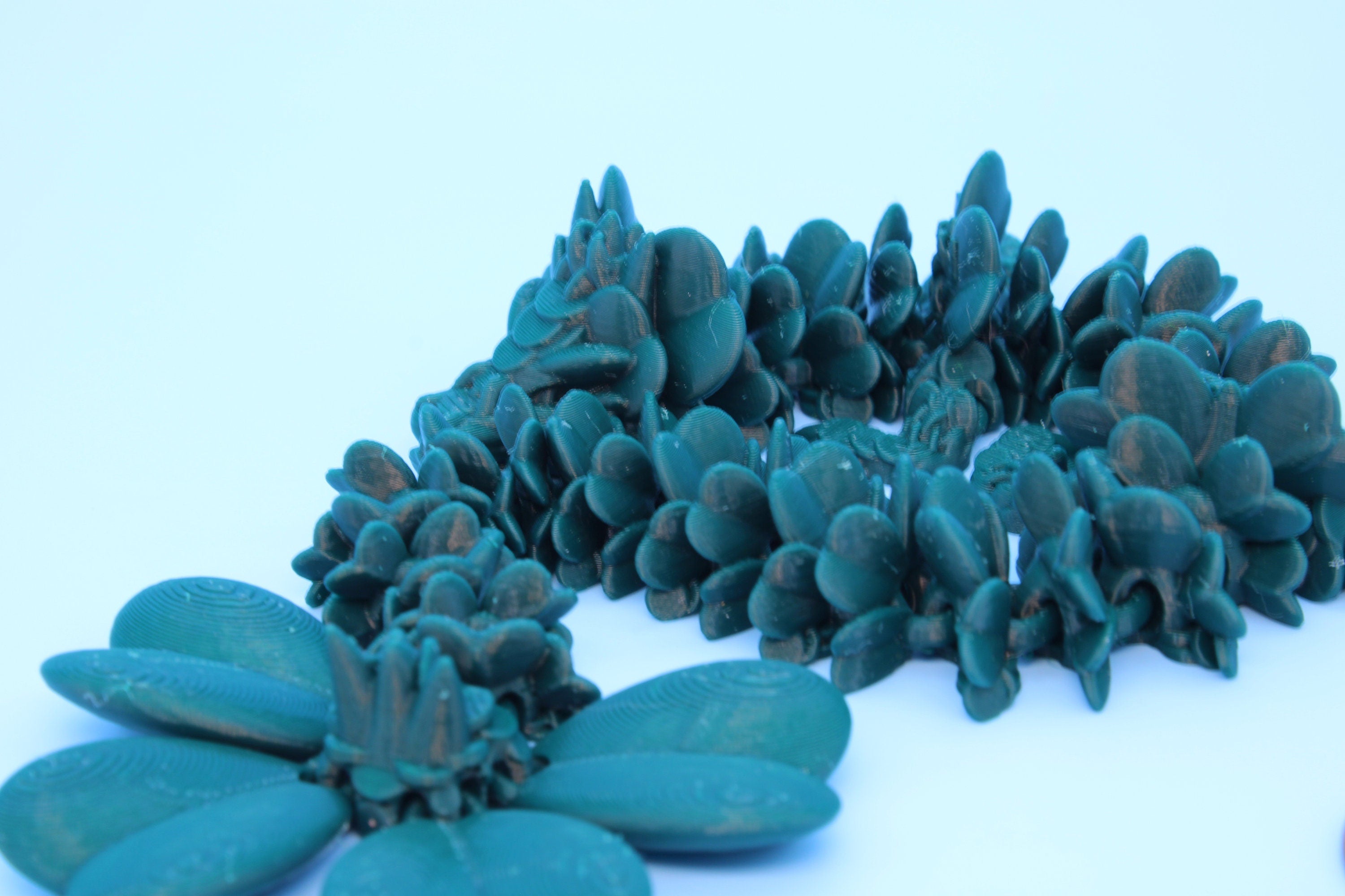 Miniature Clover Dragon |3D printed Articulating Dragon Fidget Toy | Flexi | 11 in. Lucky Dragon