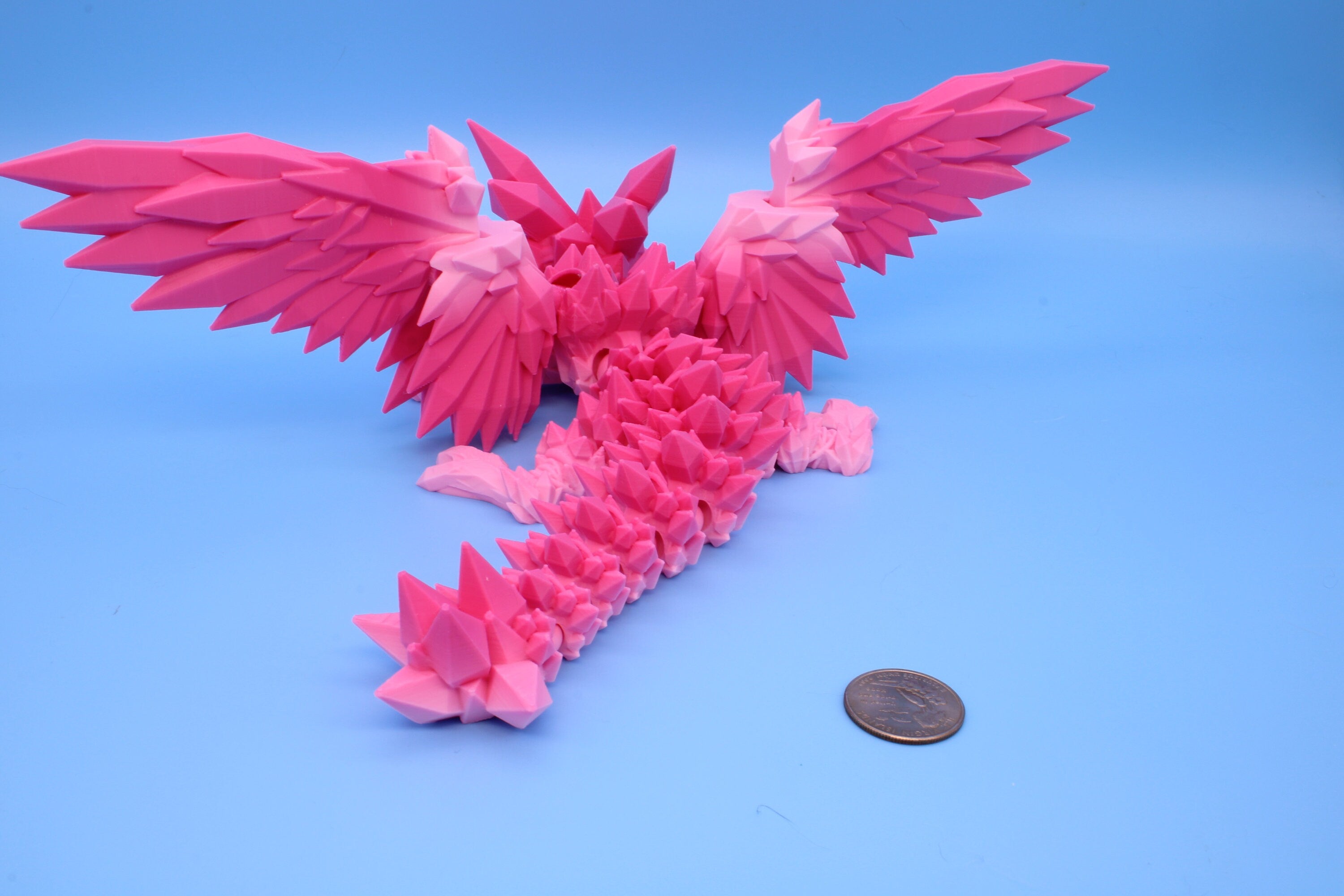 Baby Crystal Winged Dragon- | 3D Printed | Flexi | 11.5 in.