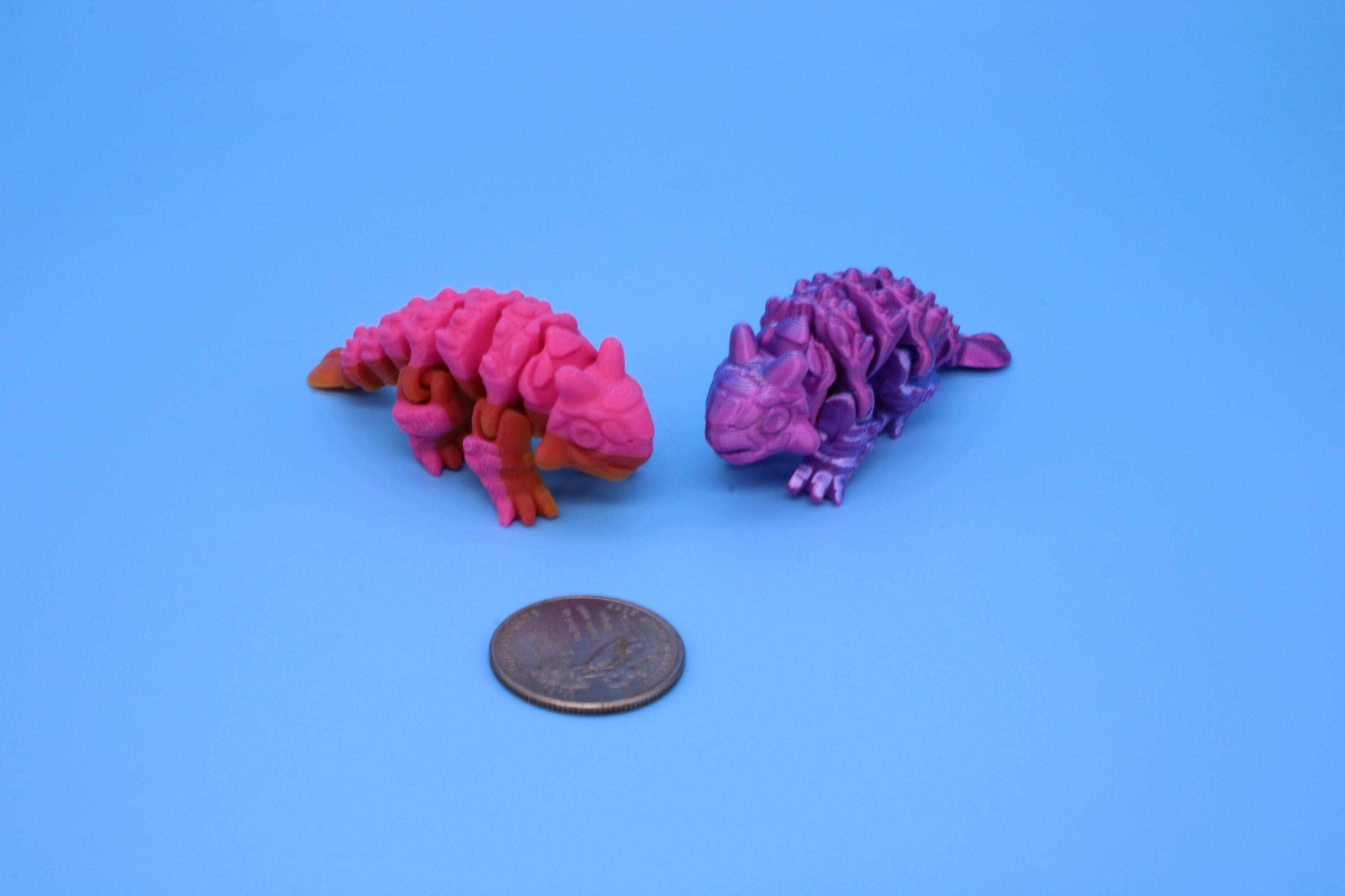 Dinosaur | Ankylosaurus - 2 Pack | 3D Printed Cute Dino | 3 inches | Fidget Toy | Articulating Dinosaur