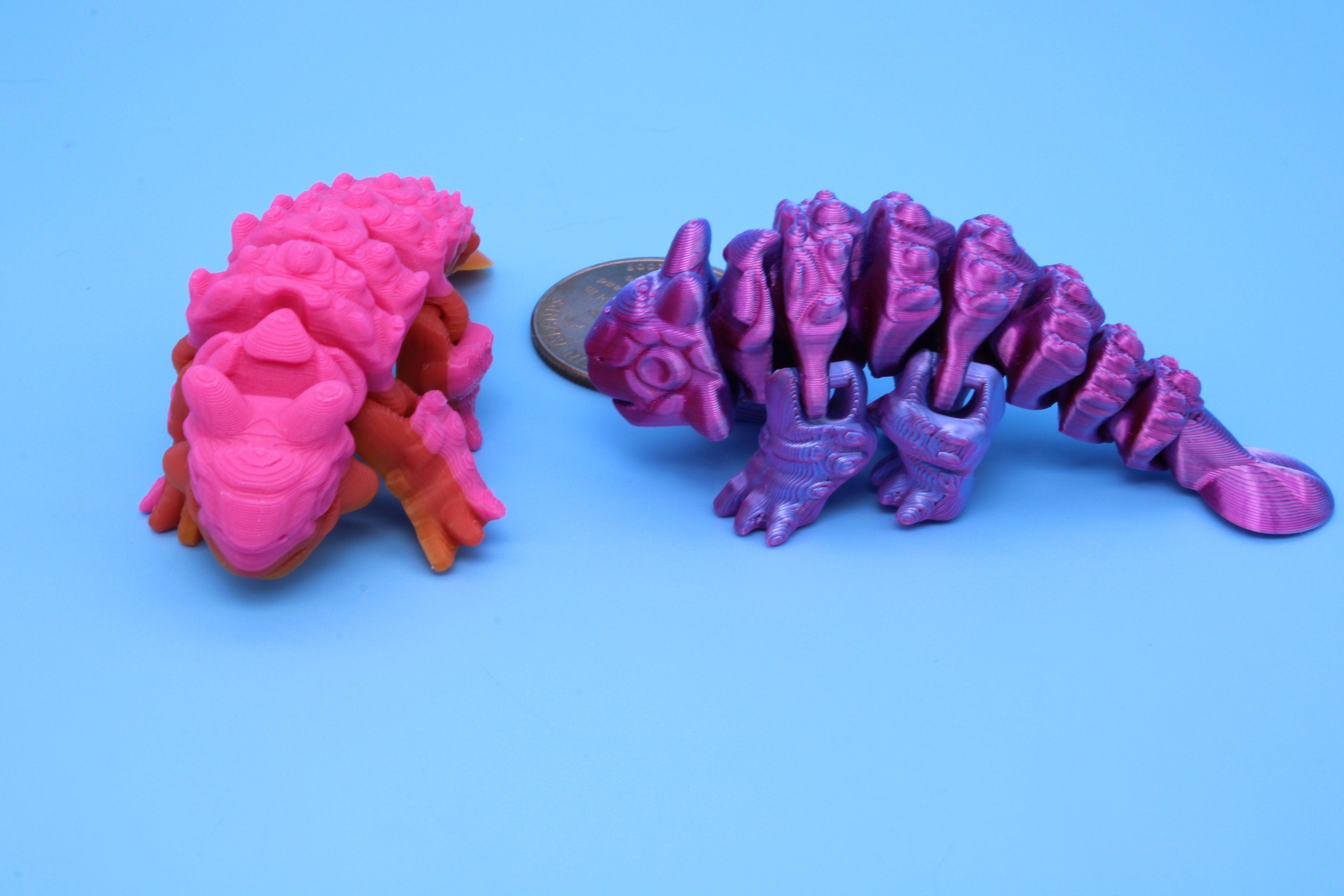 Dinosaur | Ankylosaurus - 2 Pack | 3D Printed Cute Dino | 3 inches | Fidget Toy | Articulating Dinosaur