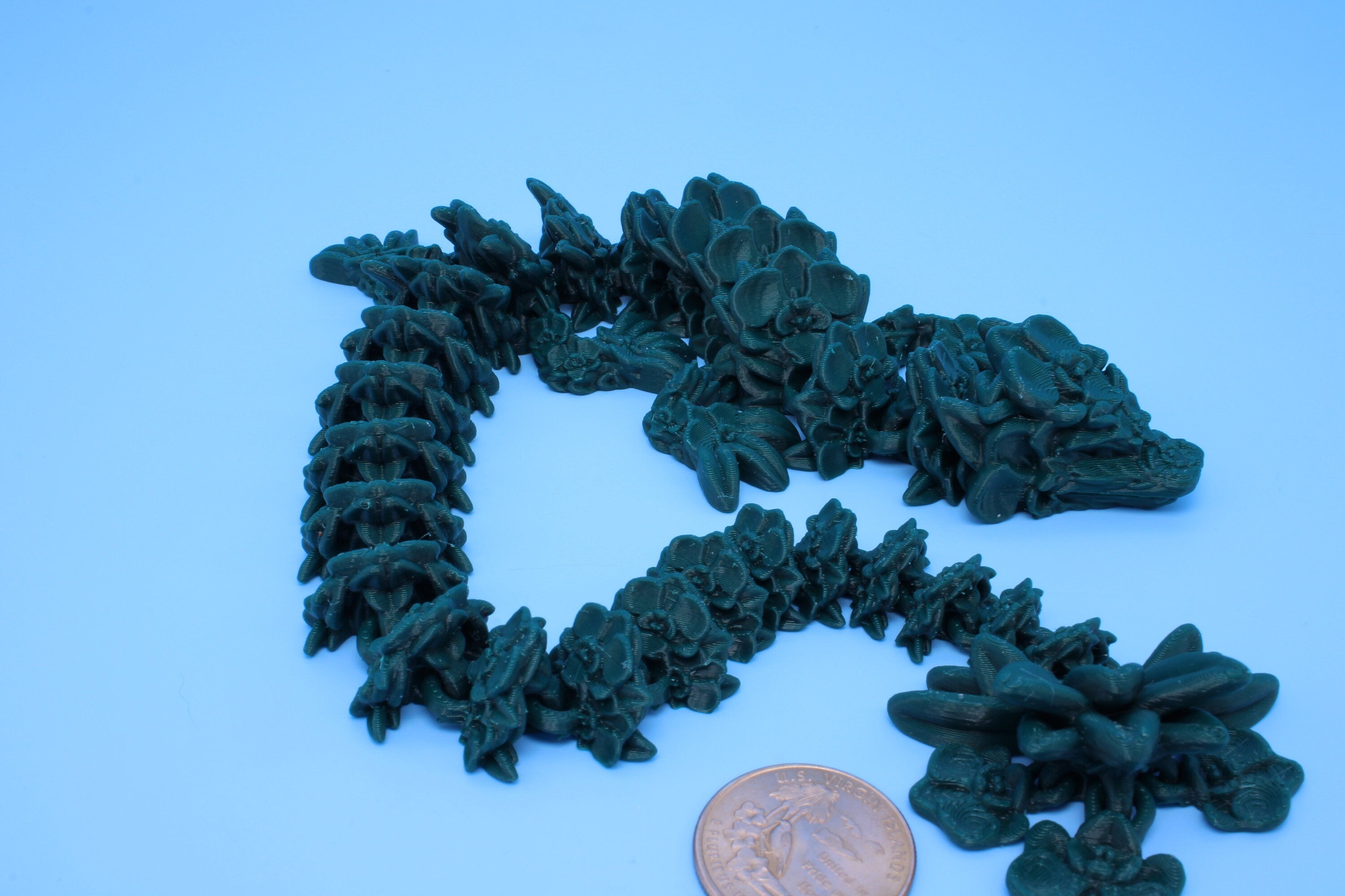 Orchid Dragon | 3D Printed | Flexi Toy | Adult Fidget Toy | 14.5 inch.