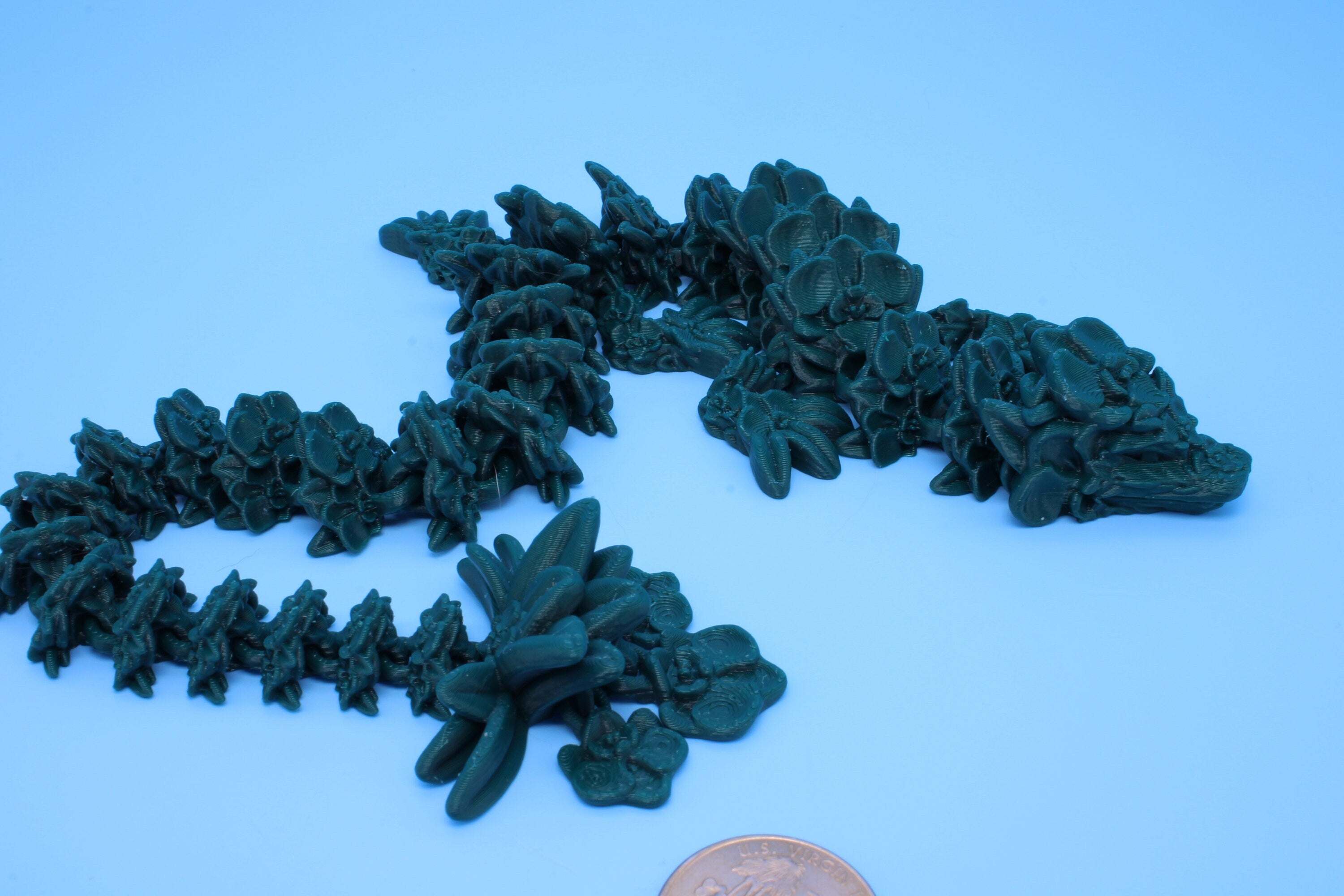 Orchid Dragon | 3D Printed | Flexi Toy | Adult Fidget Toy | 14.5 inch.