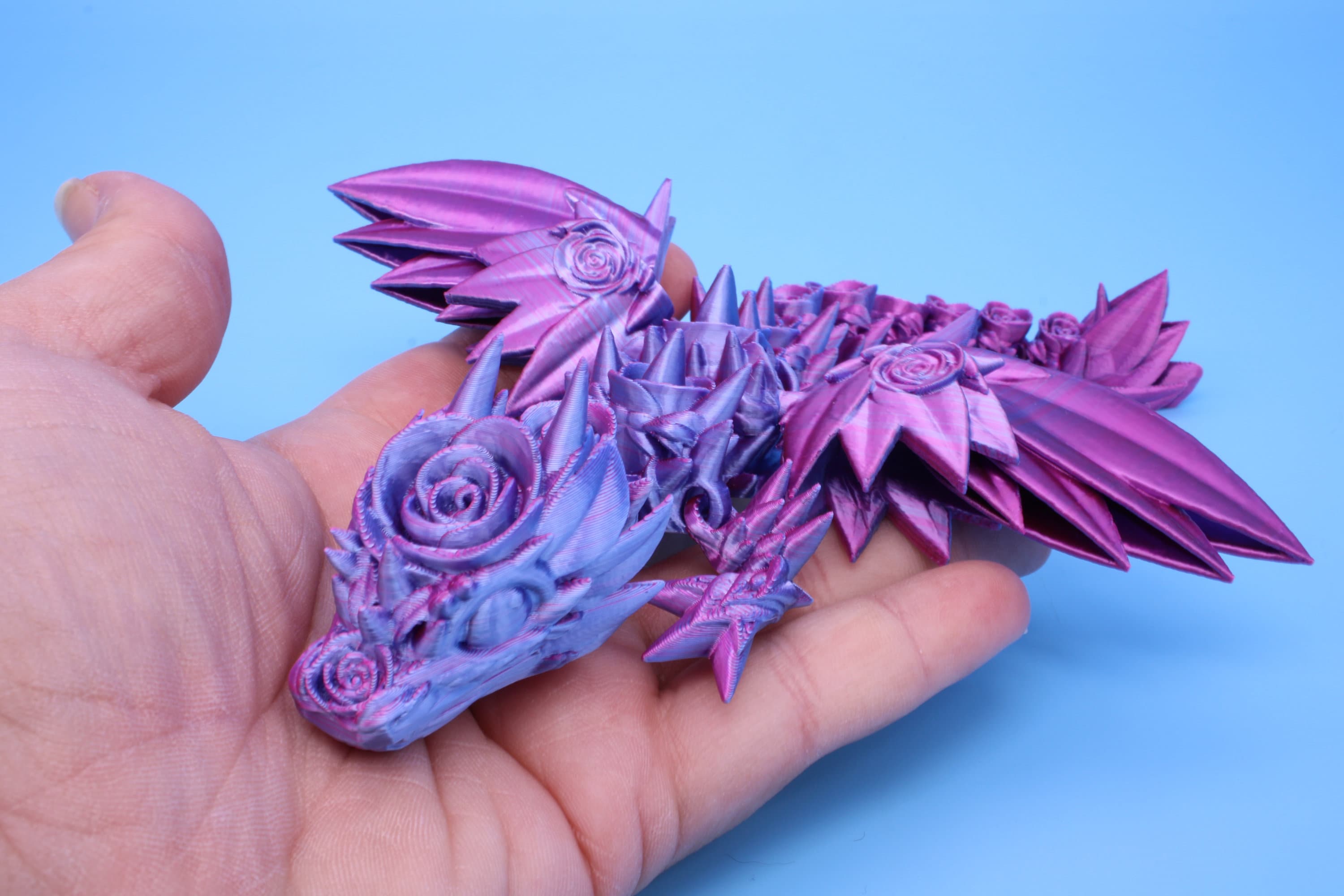 Miniature Baby Rose Wing Dragon, 3D Printed 8.5 in.