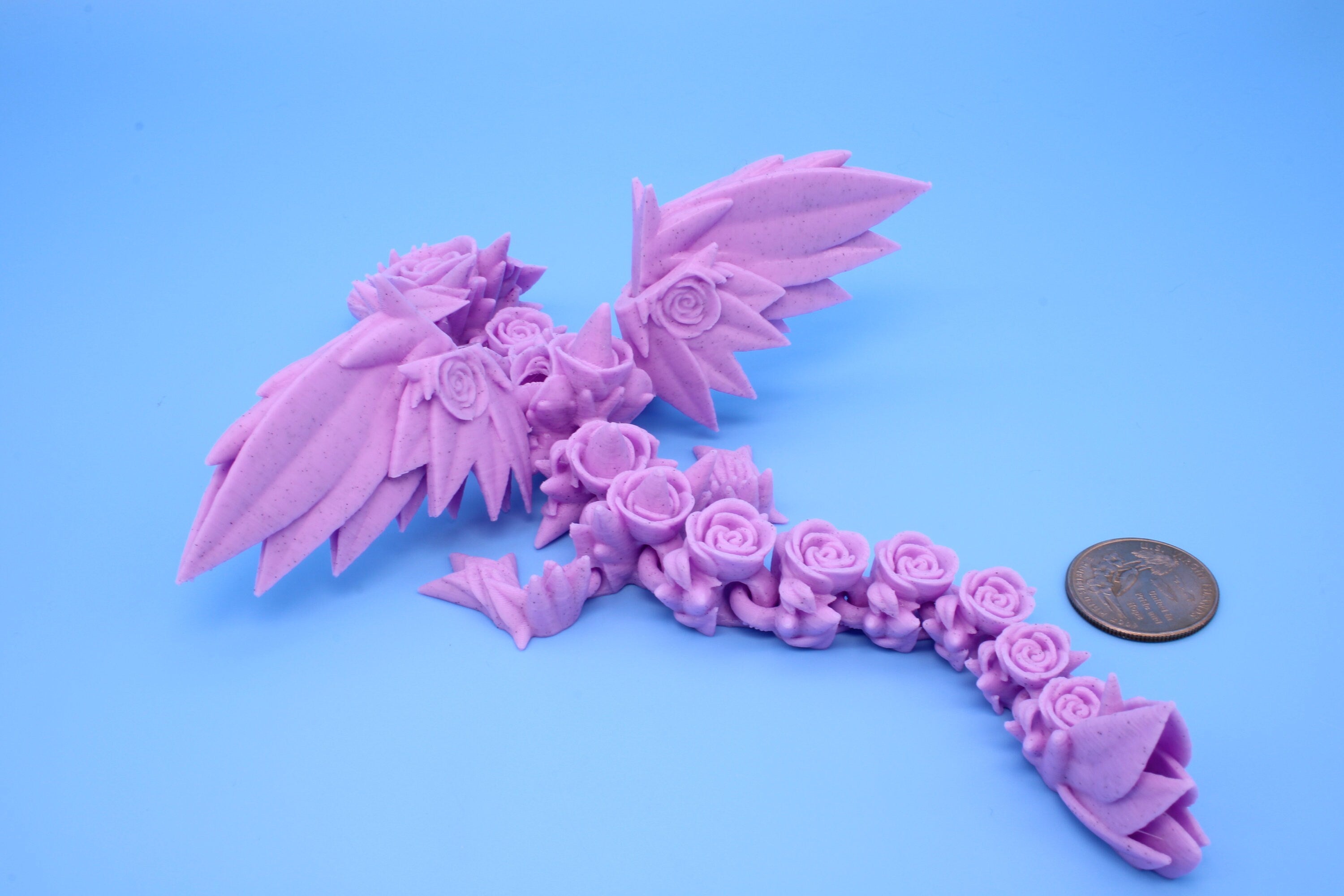 Miniature Baby Rose Wing Dragon, 3D Printed