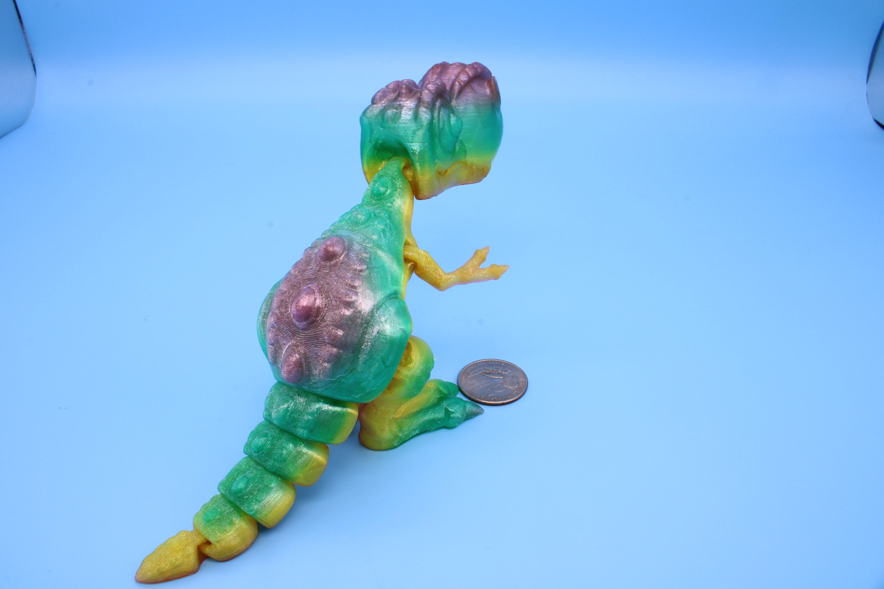 Flexi T-Rex - Rainbow | Flexible (TPU) | 3D Printed | Tyrannosaurus | Super Cute Dinosaur.