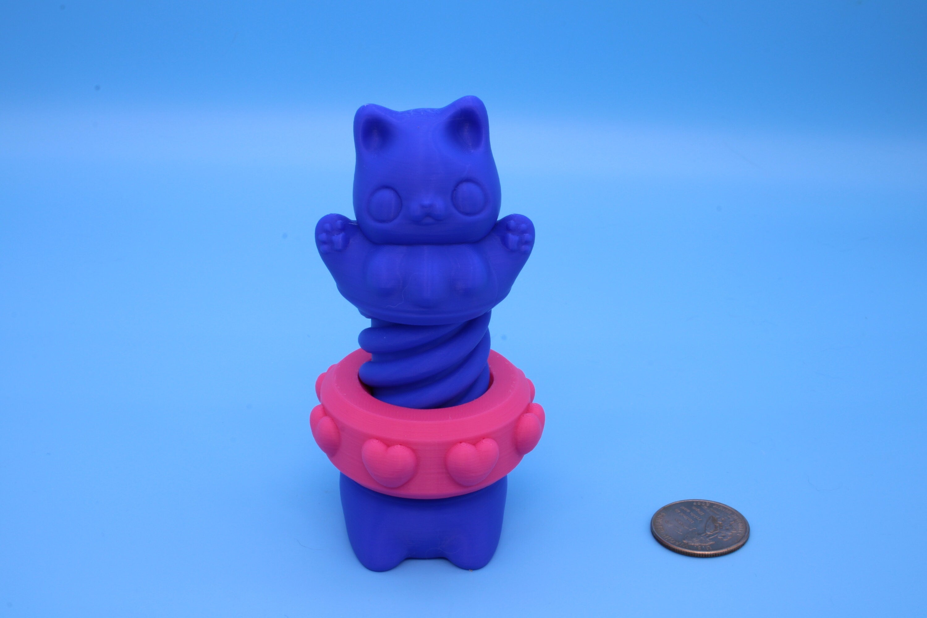 Blue Kitty Cat Bolt with Pink. 2 sizes.