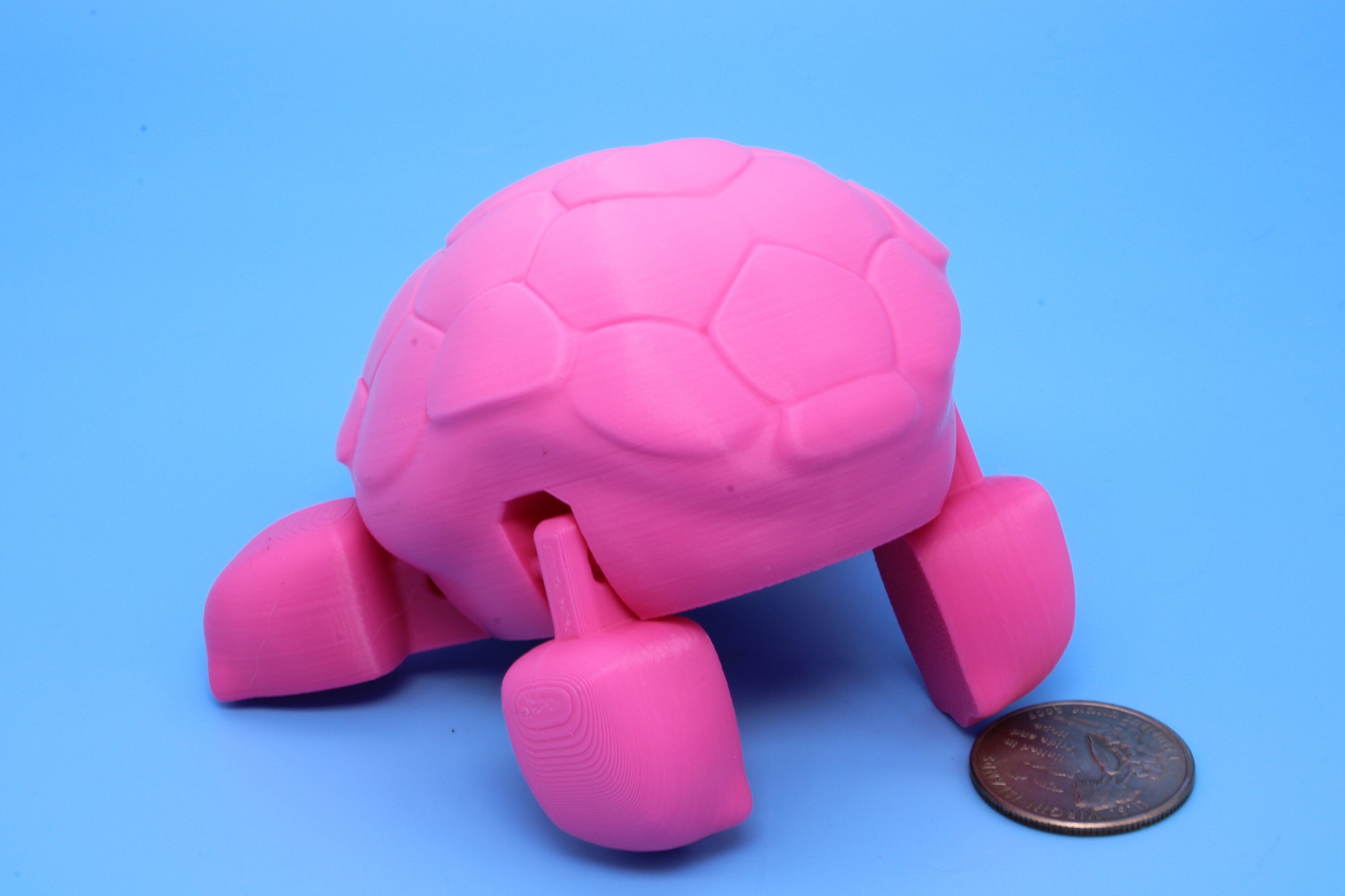 Articulating Turtle | 3D Printed Pink Cute Turtle with heart on shell.