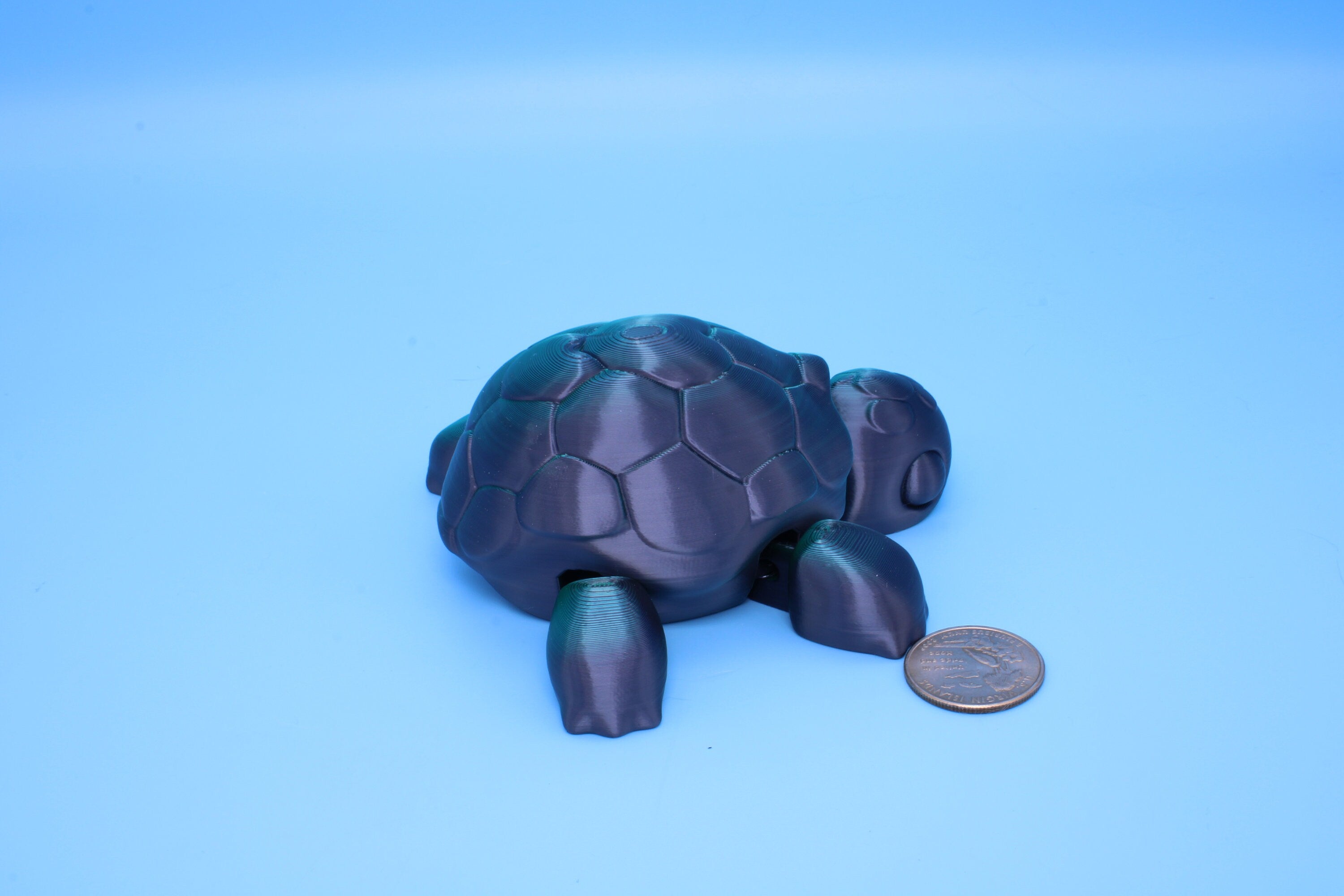 Articulating Turtle | 3D Printed Black & Green Cute Turtle with heart on shell.