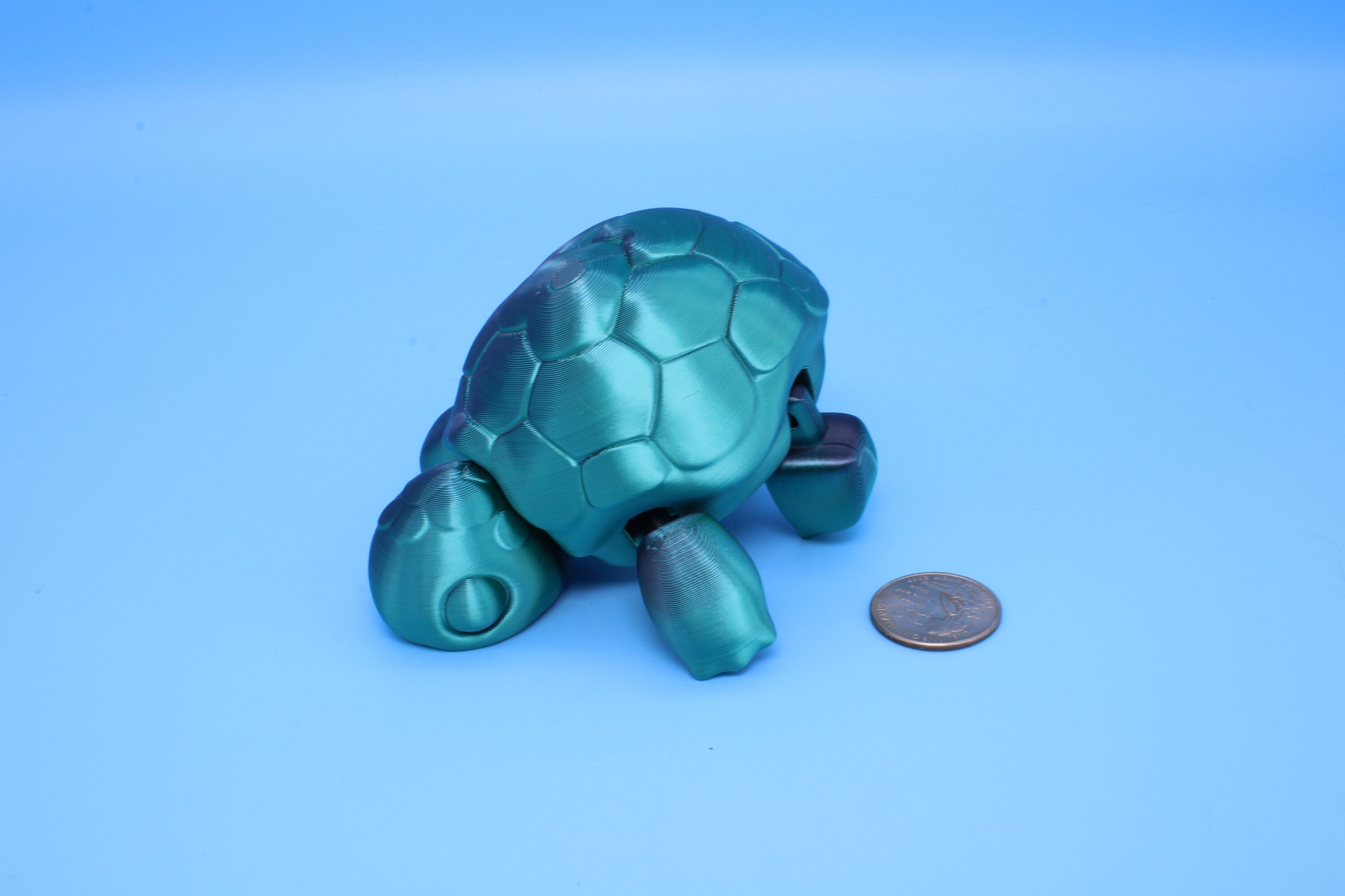 Articulating Turtle | 3D Printed Black & Green Cute Turtle with heart on shell.