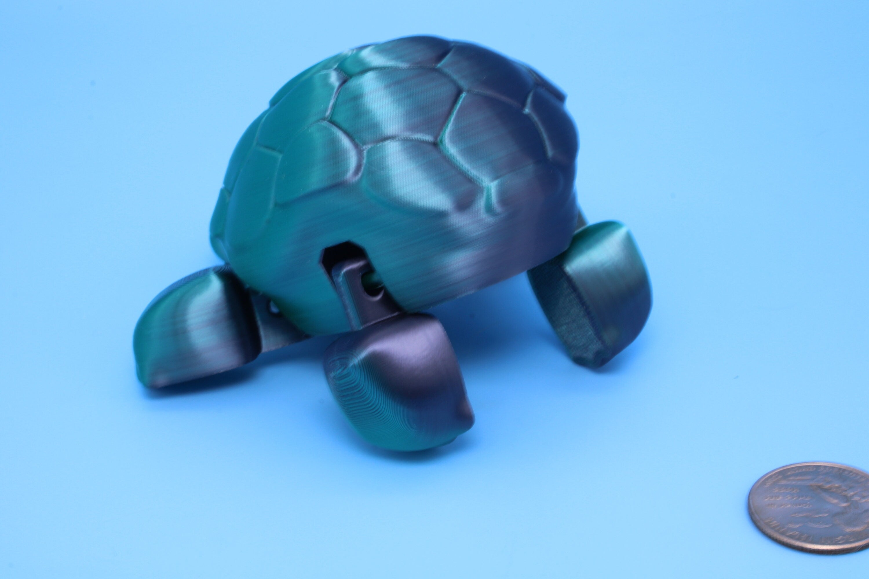 Articulating Turtle | 3D Printed Black & Green Cute Turtle with heart on shell.